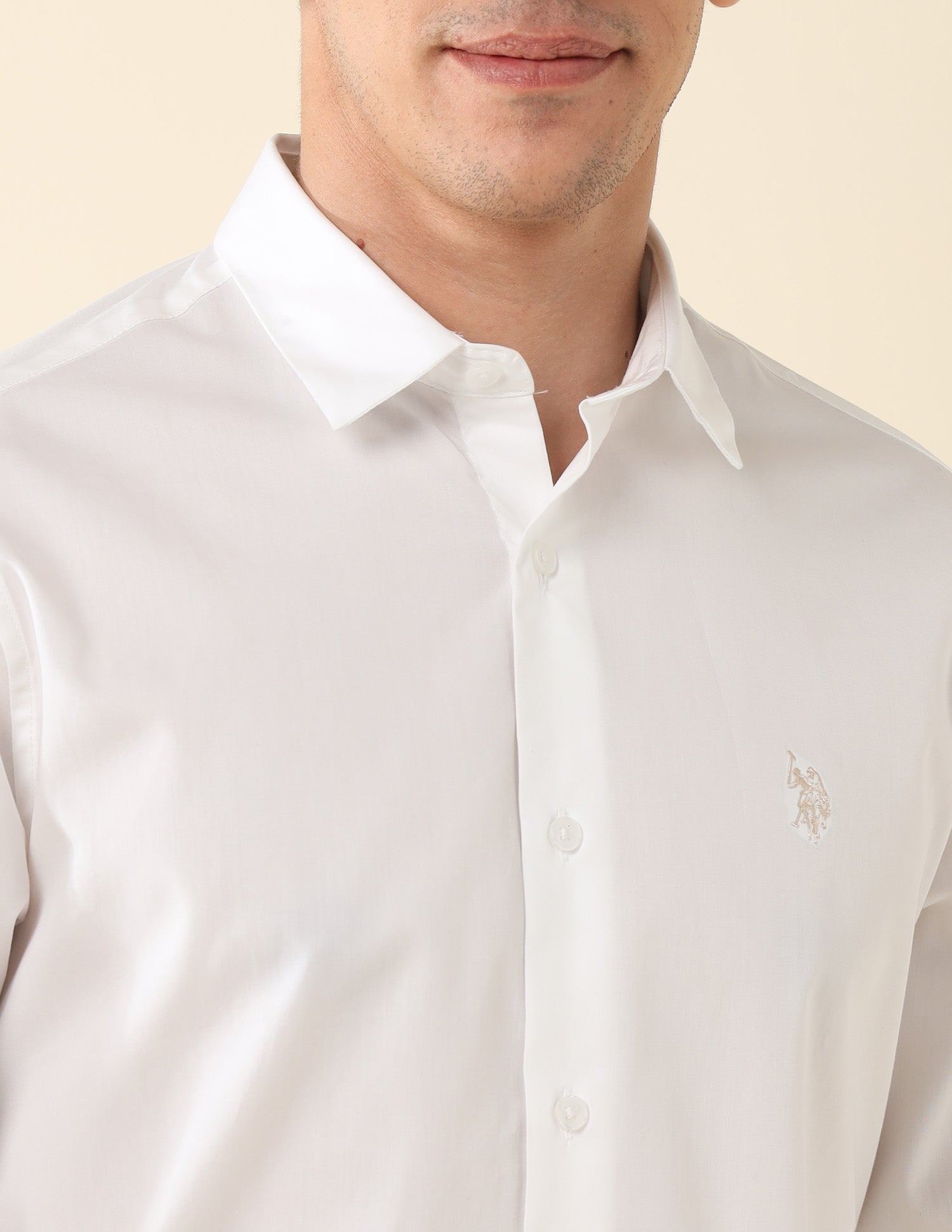Tailored Fit Solid Shirt White - U.S. POLO ASSN. | Large