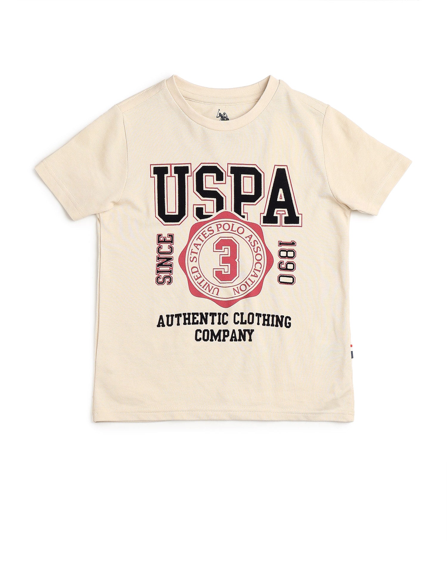 Boys Graphic Printed Pure Cotton T Shirt Ecru - U.S. POLO ASSN. | Large