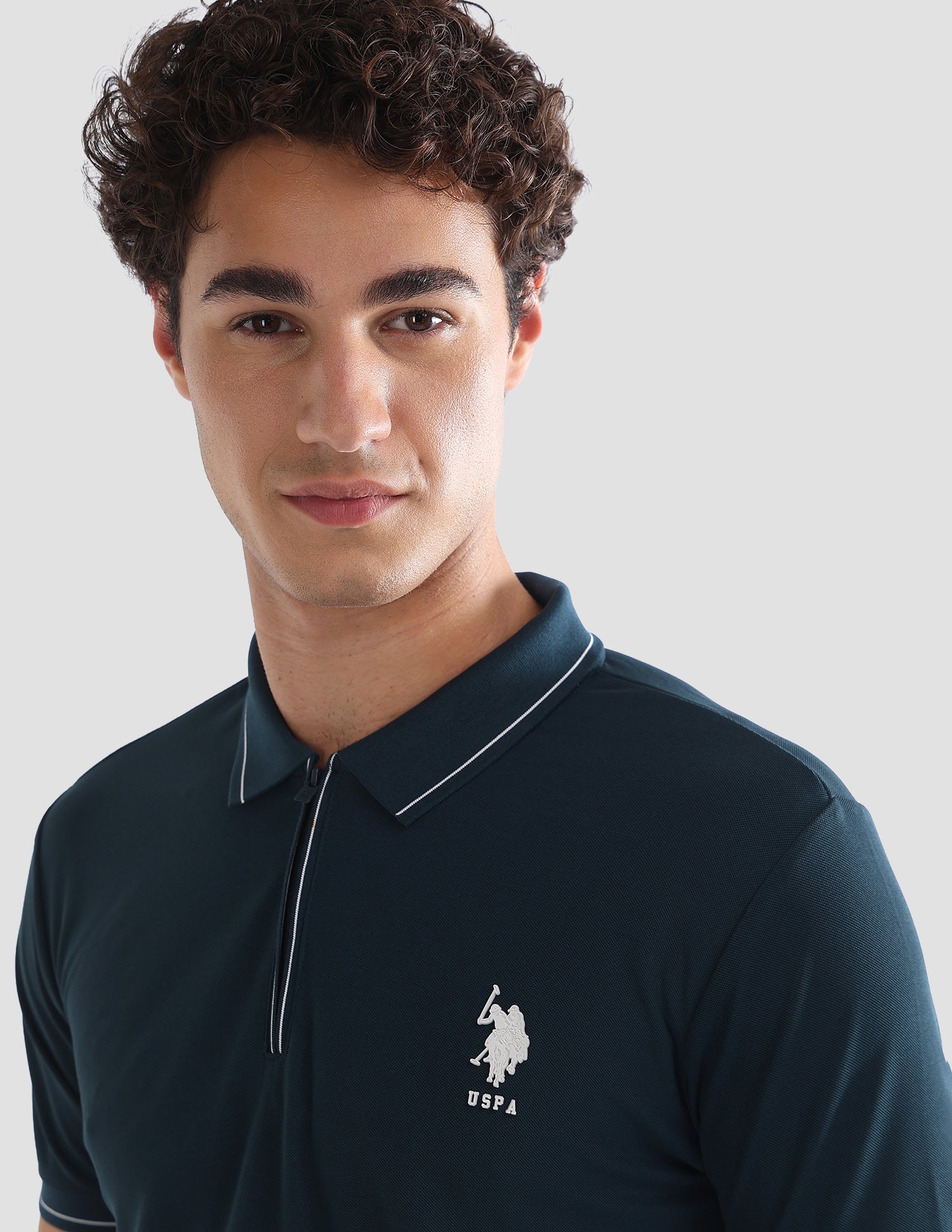 Solid Slim Fit Active Polo Shirt Teal - U.S. Polo Assn. India | Large