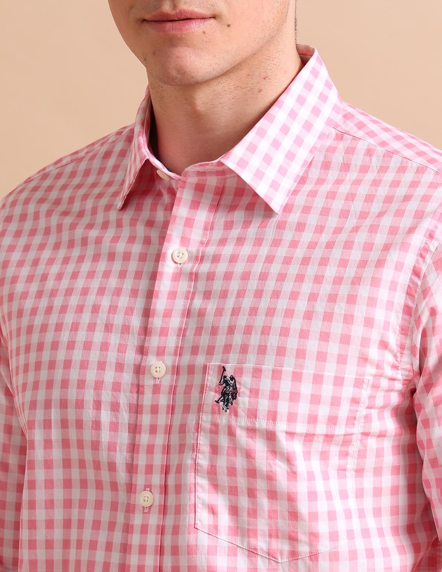 Gingham Twill Shirt Pink - U.S. POLO ASSN. | Large