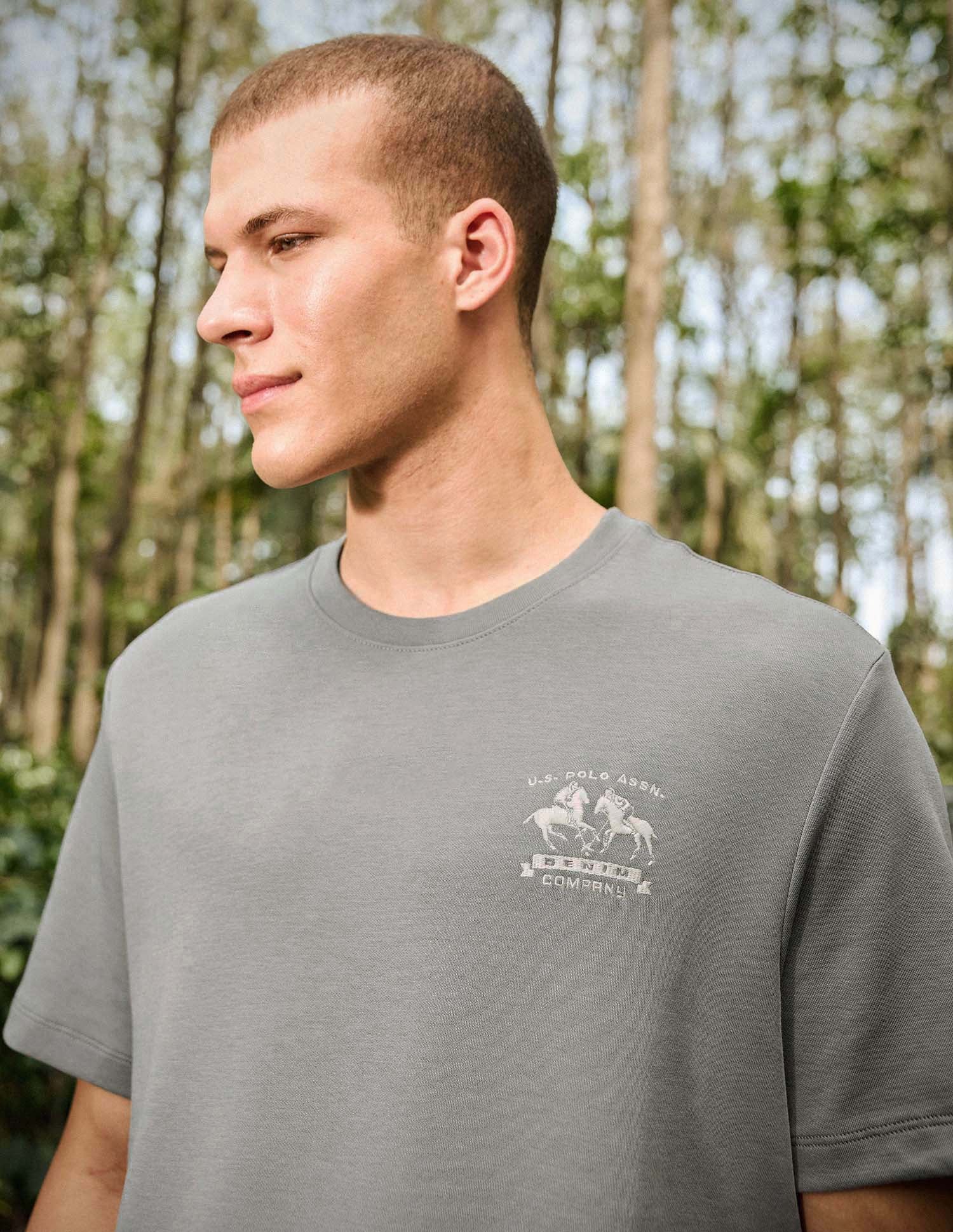 Relaxed Fit Pure Cotton T-Shirt Light Grey - U.S. Polo Assn. India | Large