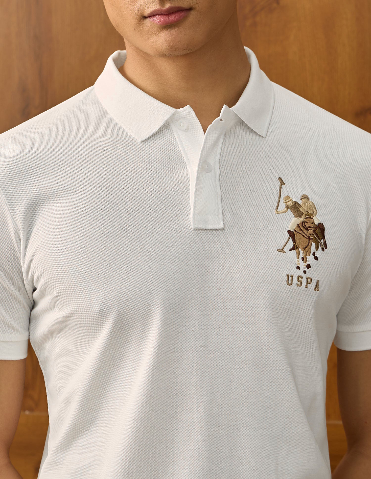 Brand Embroidered Varsity Polo Shirt Off White - U.S. POLO ASSN. | Large