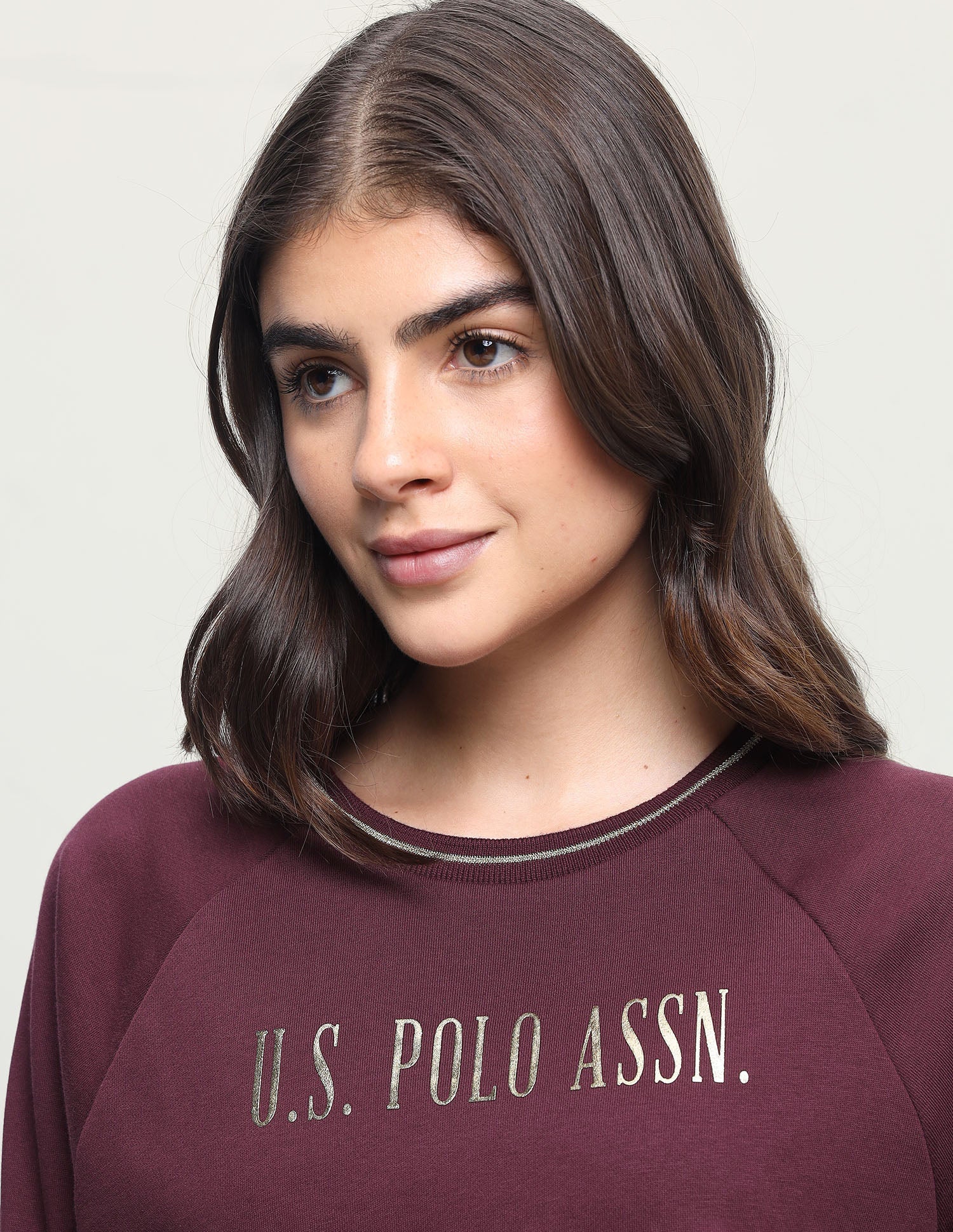 Metallic Brand Printed Regular Fit Sweatshirt Purple - U.S. Polo Assn. India | Large