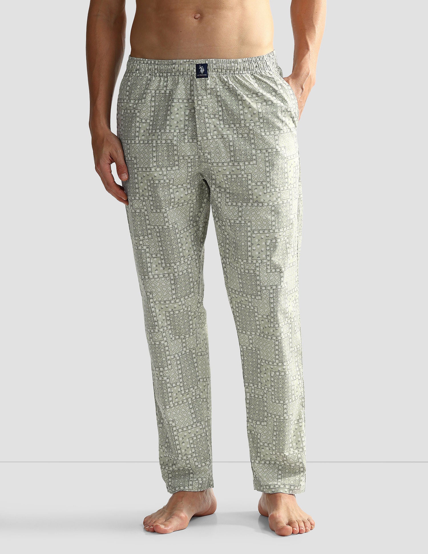 Mid Rise Printed OELP7 Lounge Track Pants - Pack Of 1 Desert Sage - U.S. POLO ASSN. | Large