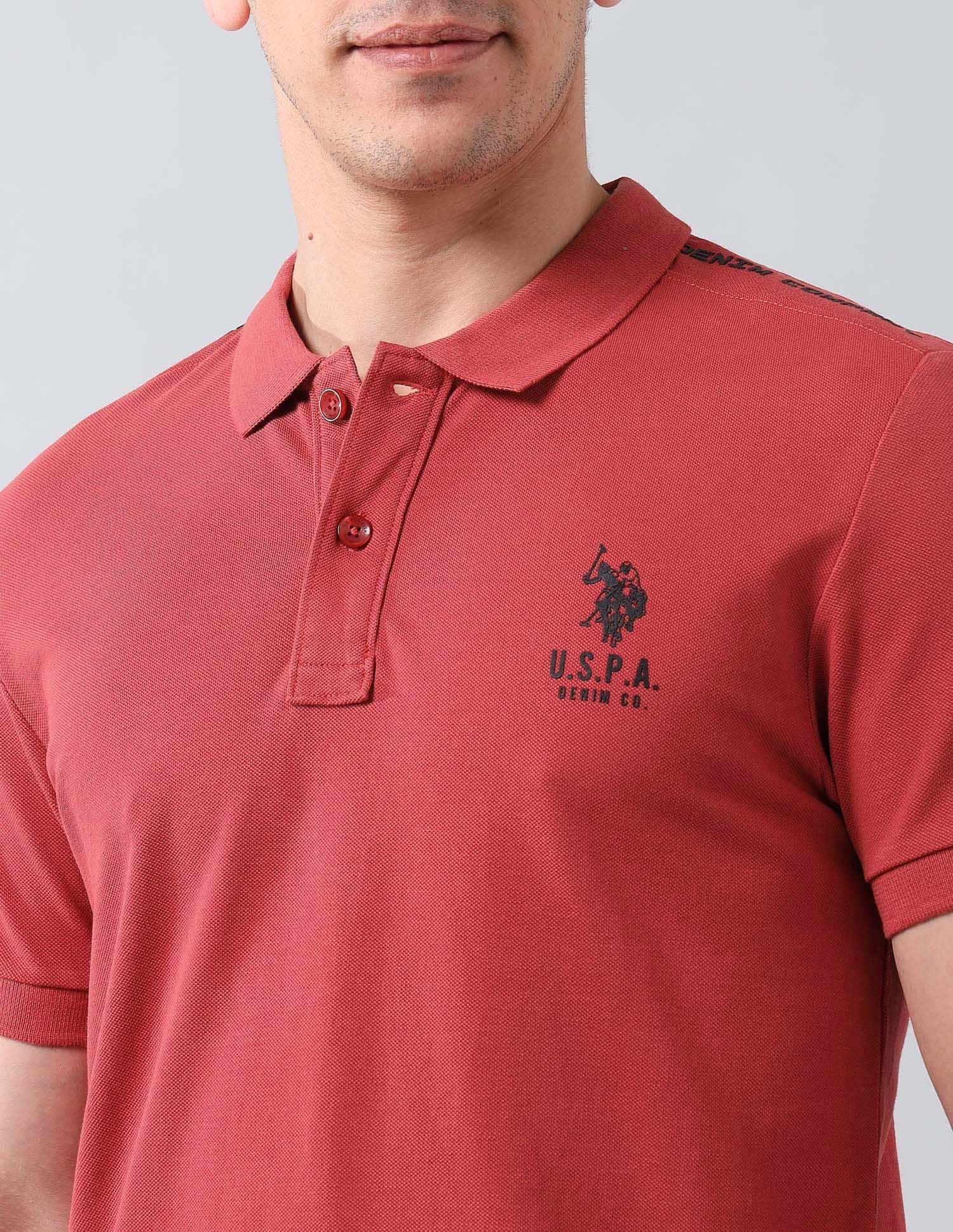 Muscle Fit Pure Cotton Polo Shirt Red - U.S. Polo Assn. India | Large