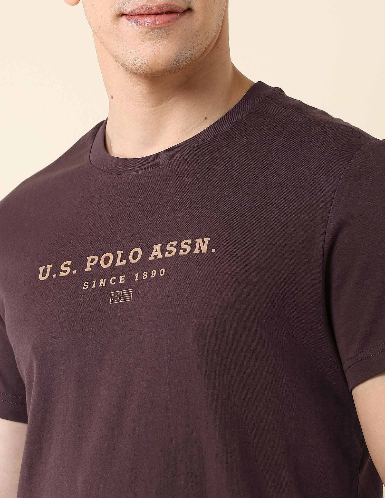 Brand Printed Slim Fit T-Shirt Dark Brown - U.S. POLO ASSN. | Large