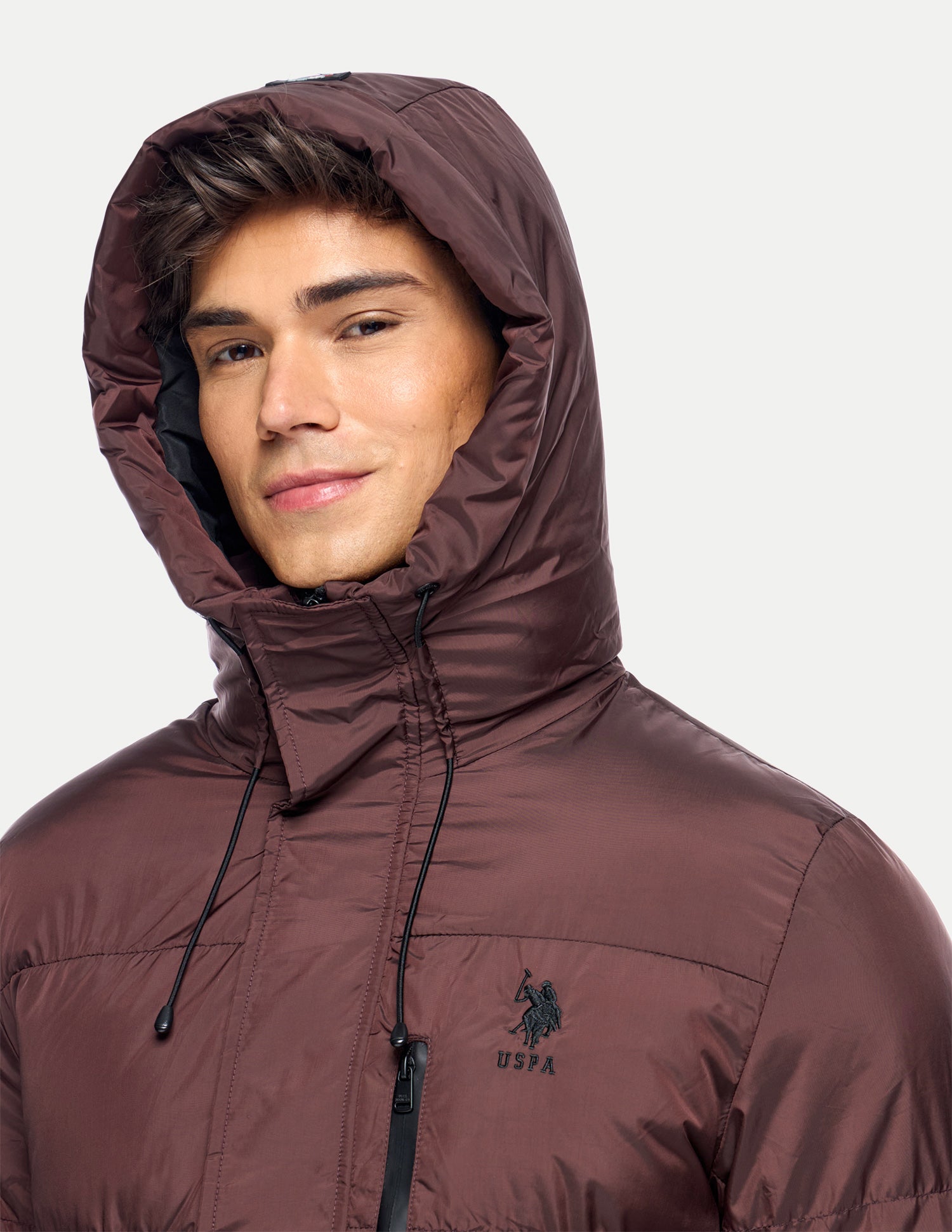 Solid Regular Fit Puffer Jacket Brown - U.S. Polo Assn. India | Large