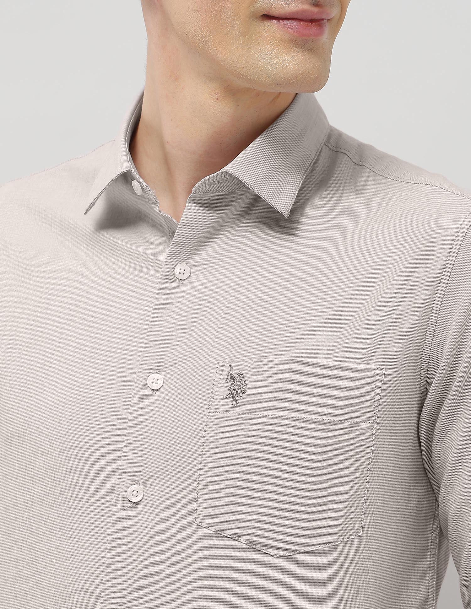 Solid Casa De Campo Shirt Khaki - U.S. Polo Assn. India | Large