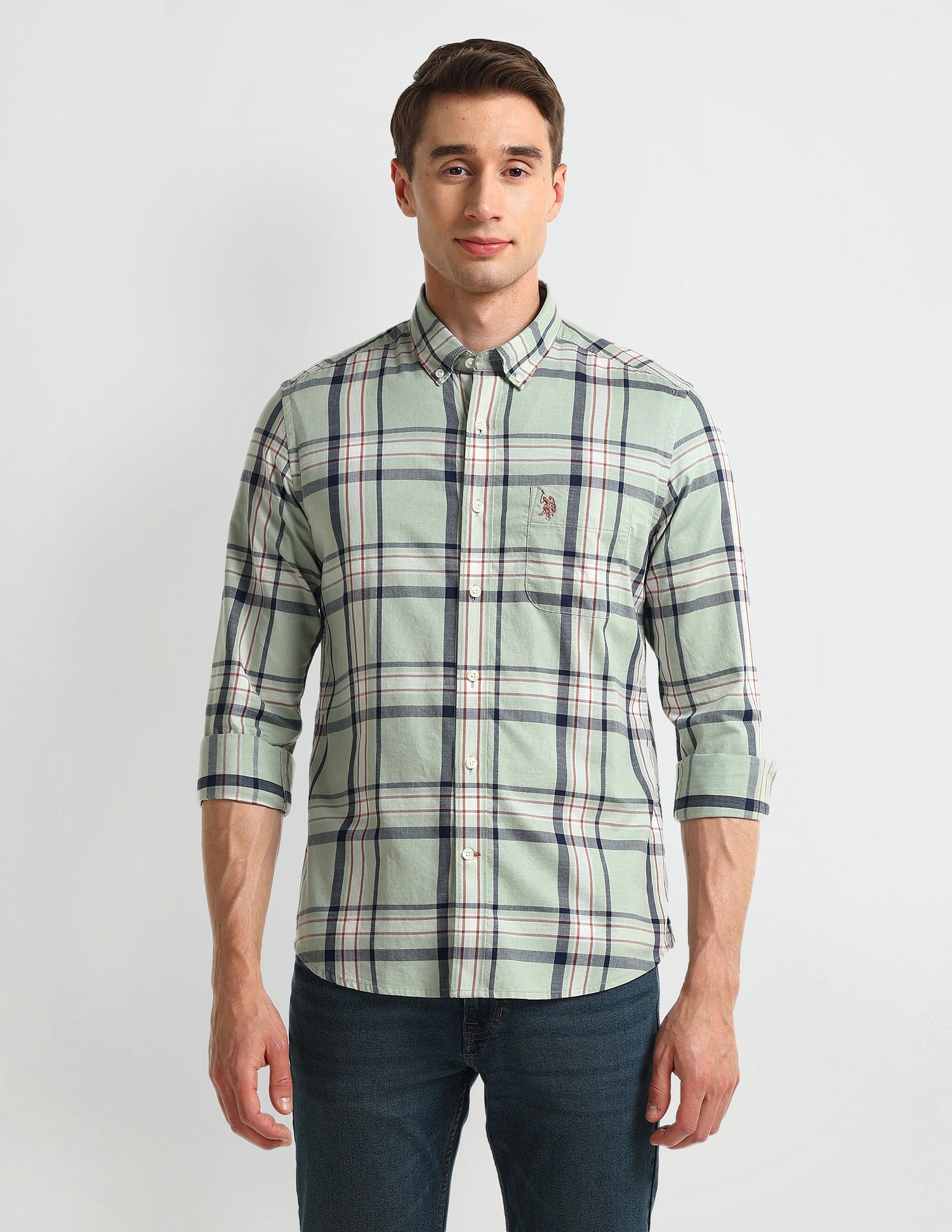 Slim Fit Madras Checked Shirt Navy - U.S. Polo Assn. India | Large
