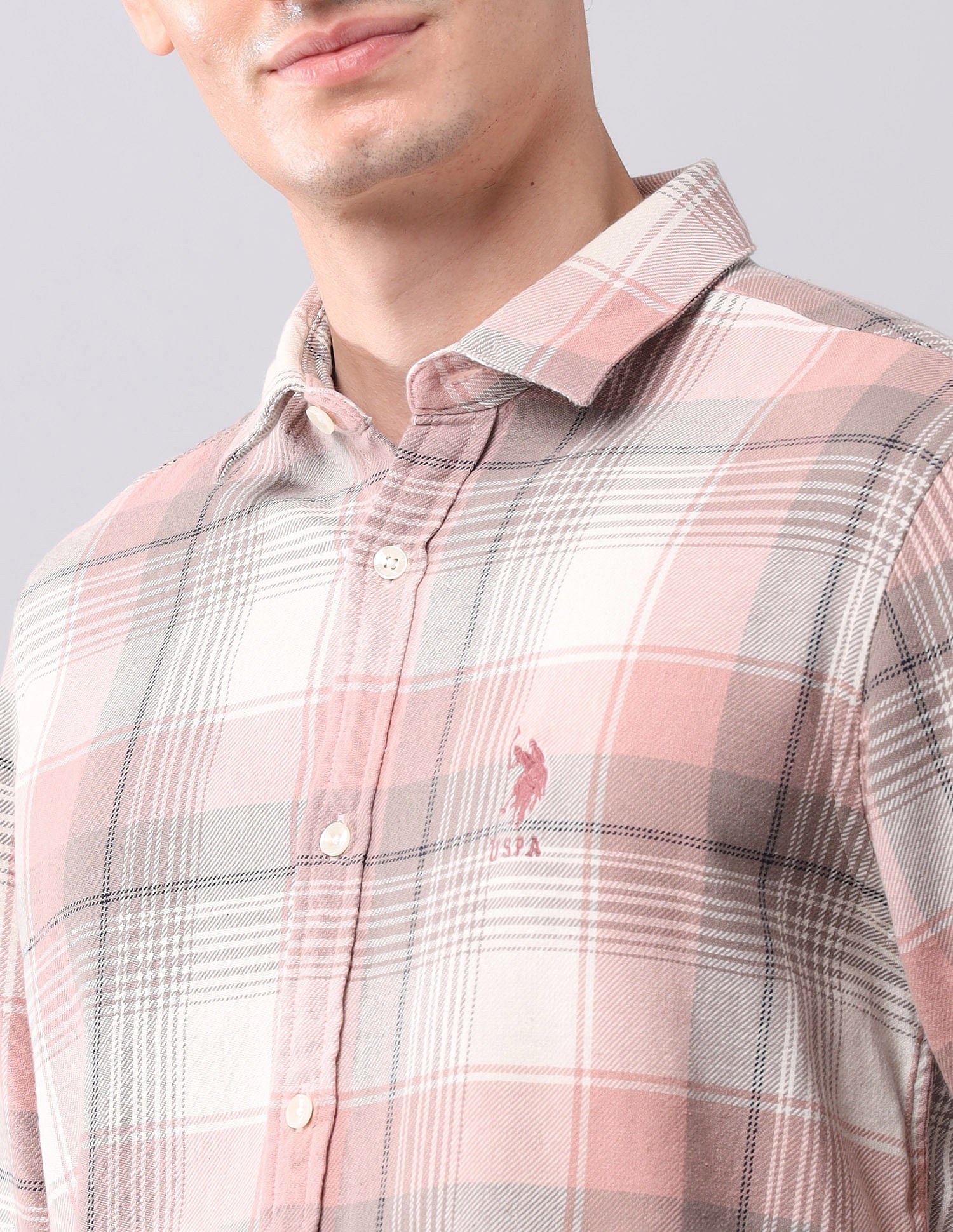 Regular Fit Checked Shirt Pink - U.S. POLO ASSN. | Large