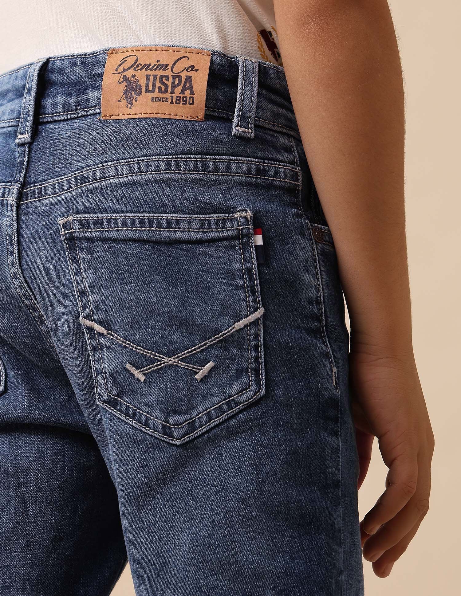 Boys Whiskered Slim Fit Jeans Dark Blue - U.S. POLO ASSN. | Large