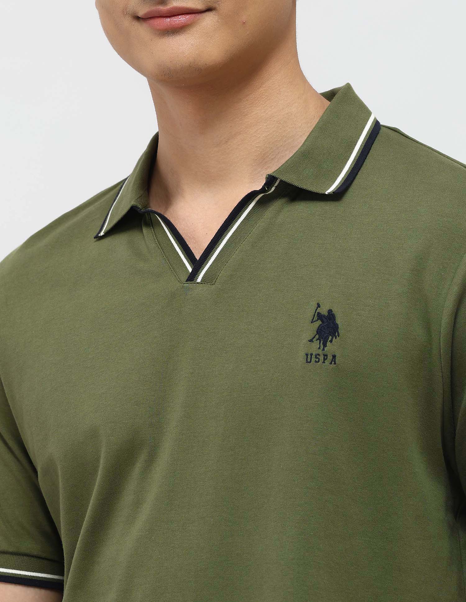 Pure Cotton Slim Fit Polo Shirt Olive - U.S. Polo Assn. India | Large