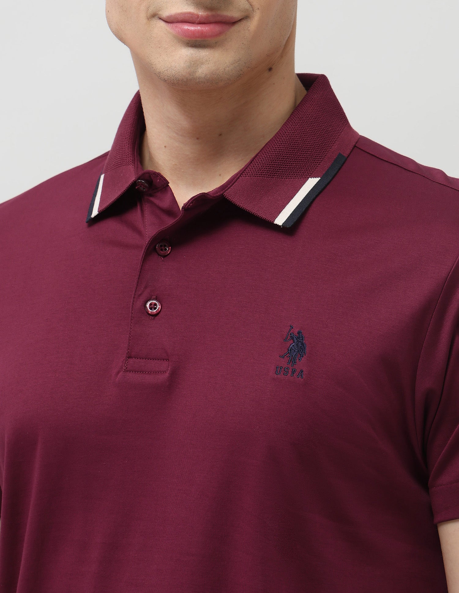 Pure Cotton Solid Polo Shirt Maroon - U.S. POLO ASSN. | Large