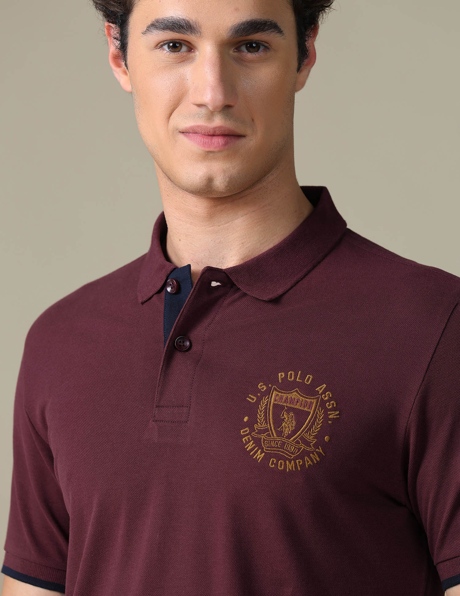Solid Slim Fit Polo Shirt Maroon - U.S. Polo Assn. India | Large