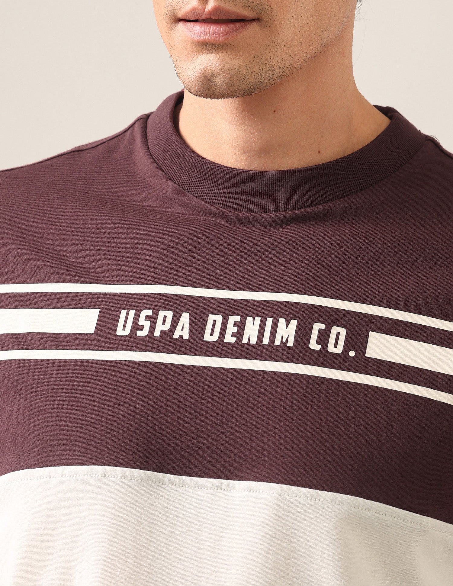 Colourblocked Regular Fit T-Shirt Maroon - U.S. Polo Assn. India | Large