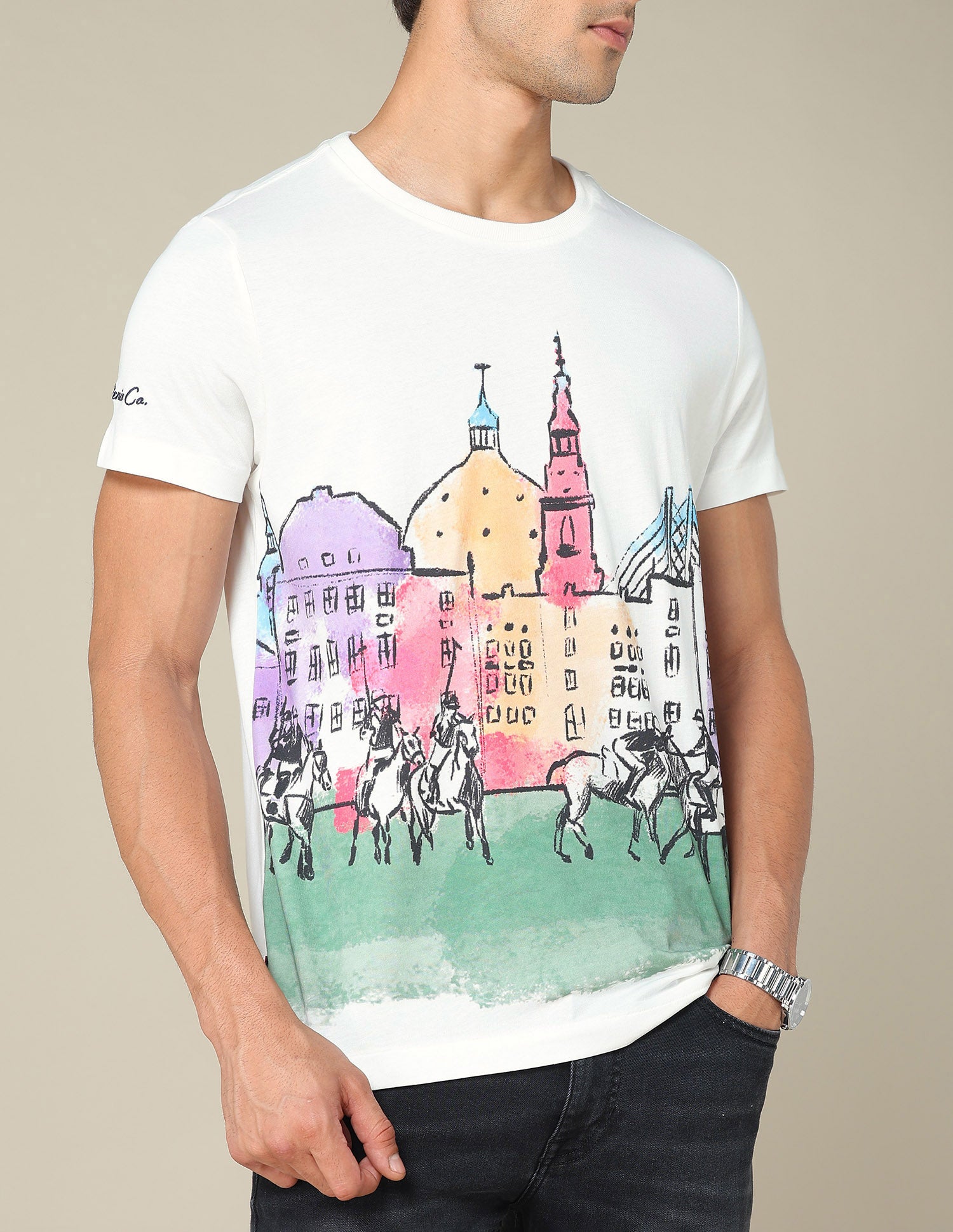 Graphic Printed Muscle Fit T-Shirt Ivory - U.S. POLO ASSN. | Large