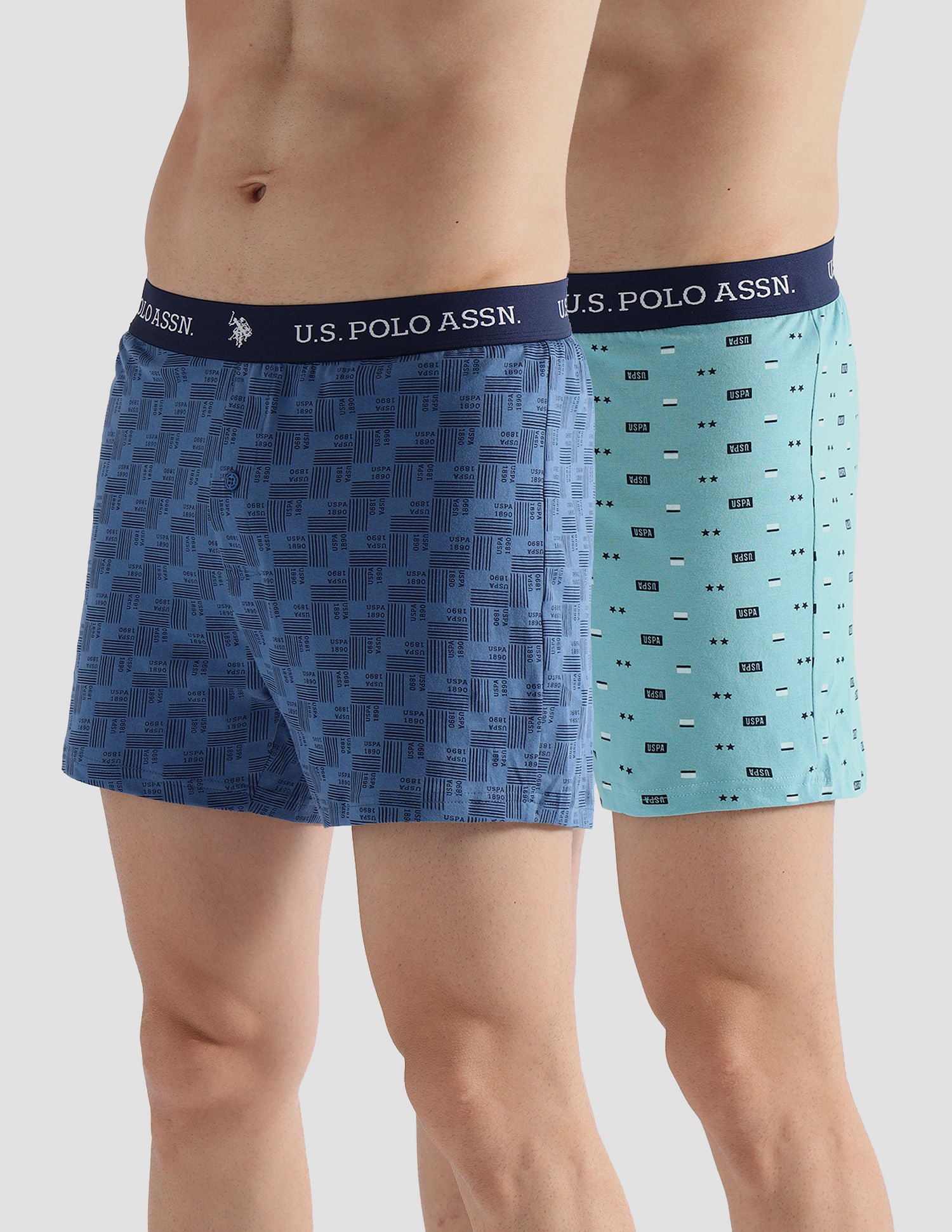 Comfort Regular Fit Solid OEX09 Boxers - Pack of 2 Nile Blue and Moonlight Blue - U.S. POLO ASSN. | Large