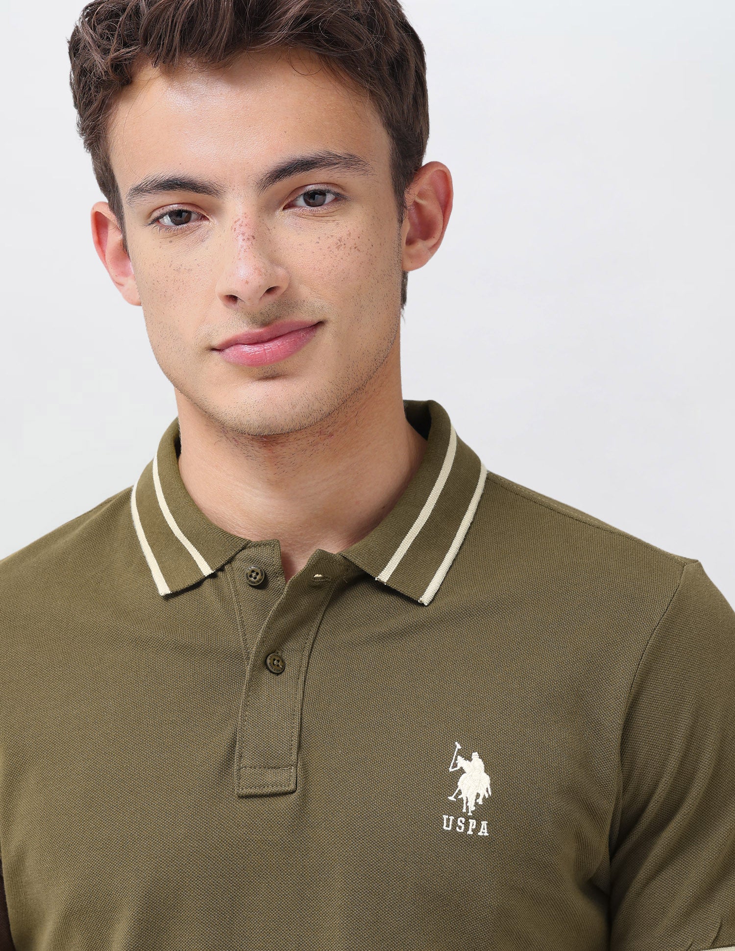 Solid Regular Fit Polo Shirt Dark Olive - U.S. Polo Assn. India | Large