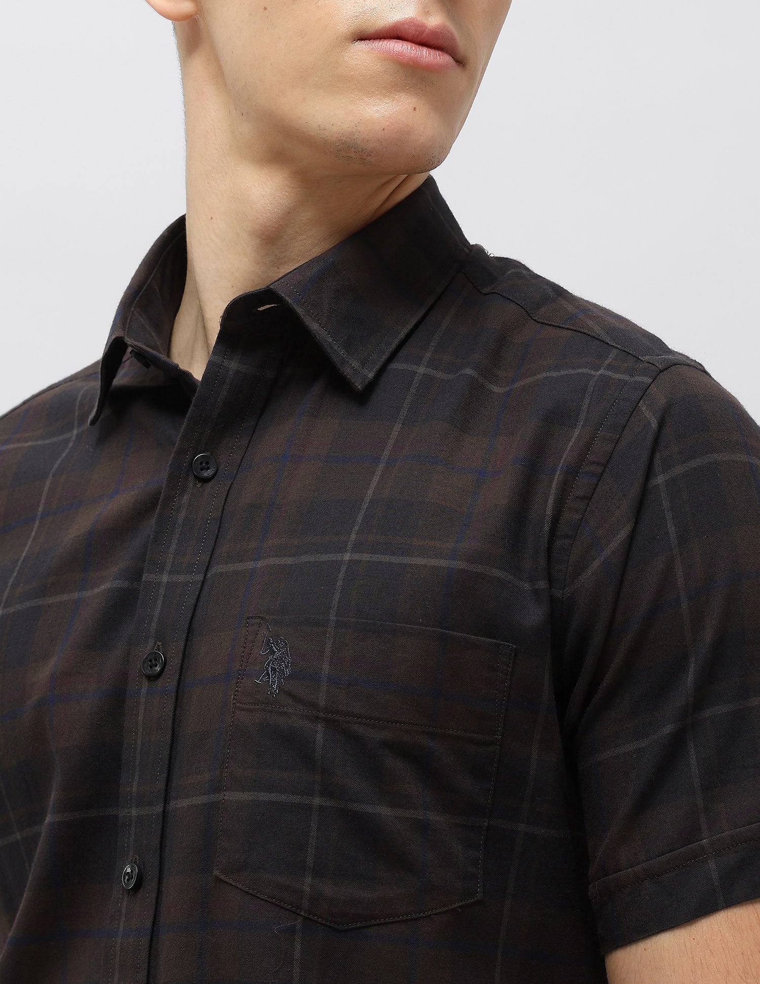 Tartan Checked Twill Shirt Choco - U.S. POLO ASSN. | Large