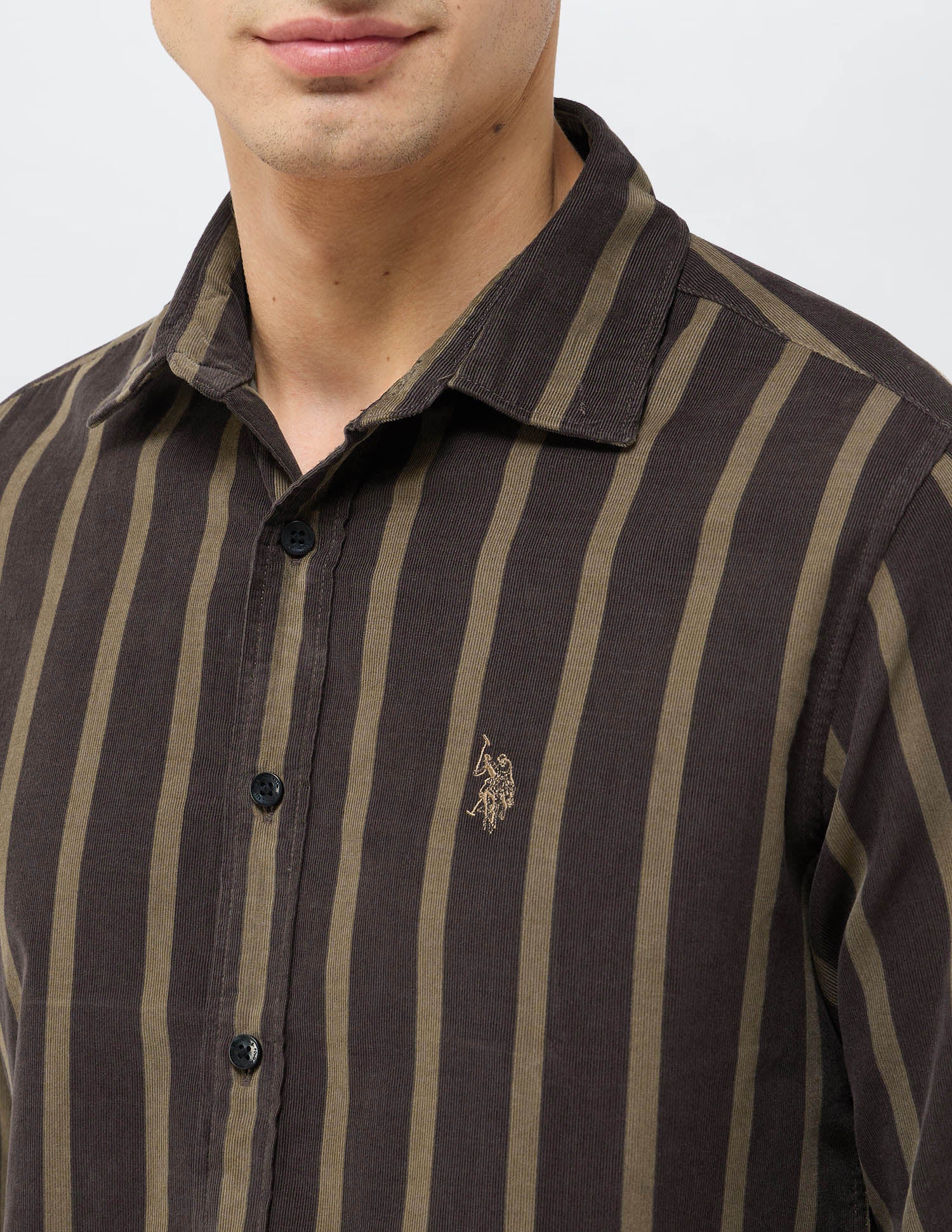Corduroy Vertical Striped Shirt Choco - U.S. POLO ASSN. | Large