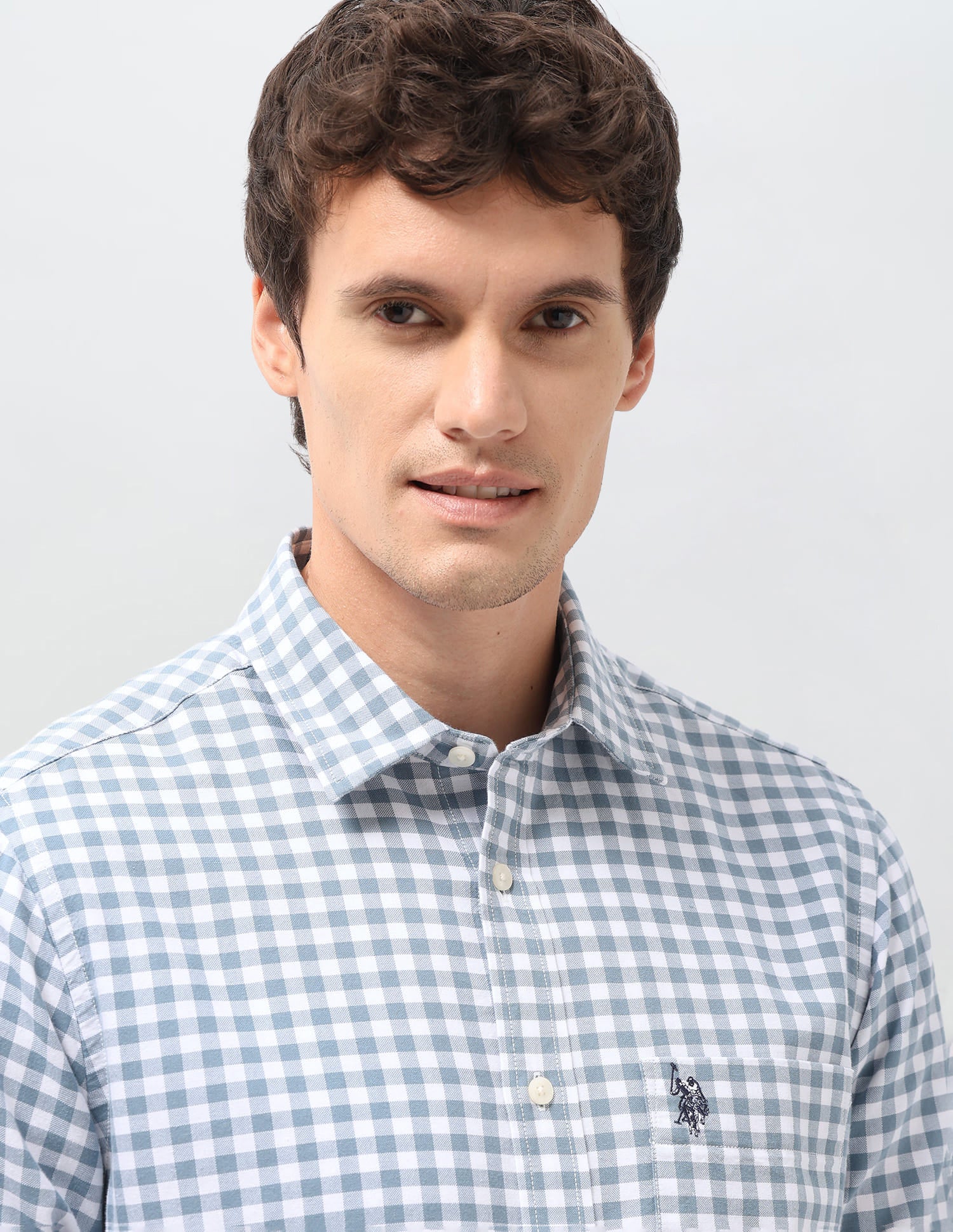 Gingham Checks Tailored Fit Shirt Grey - U.S. Polo Assn. India | Large