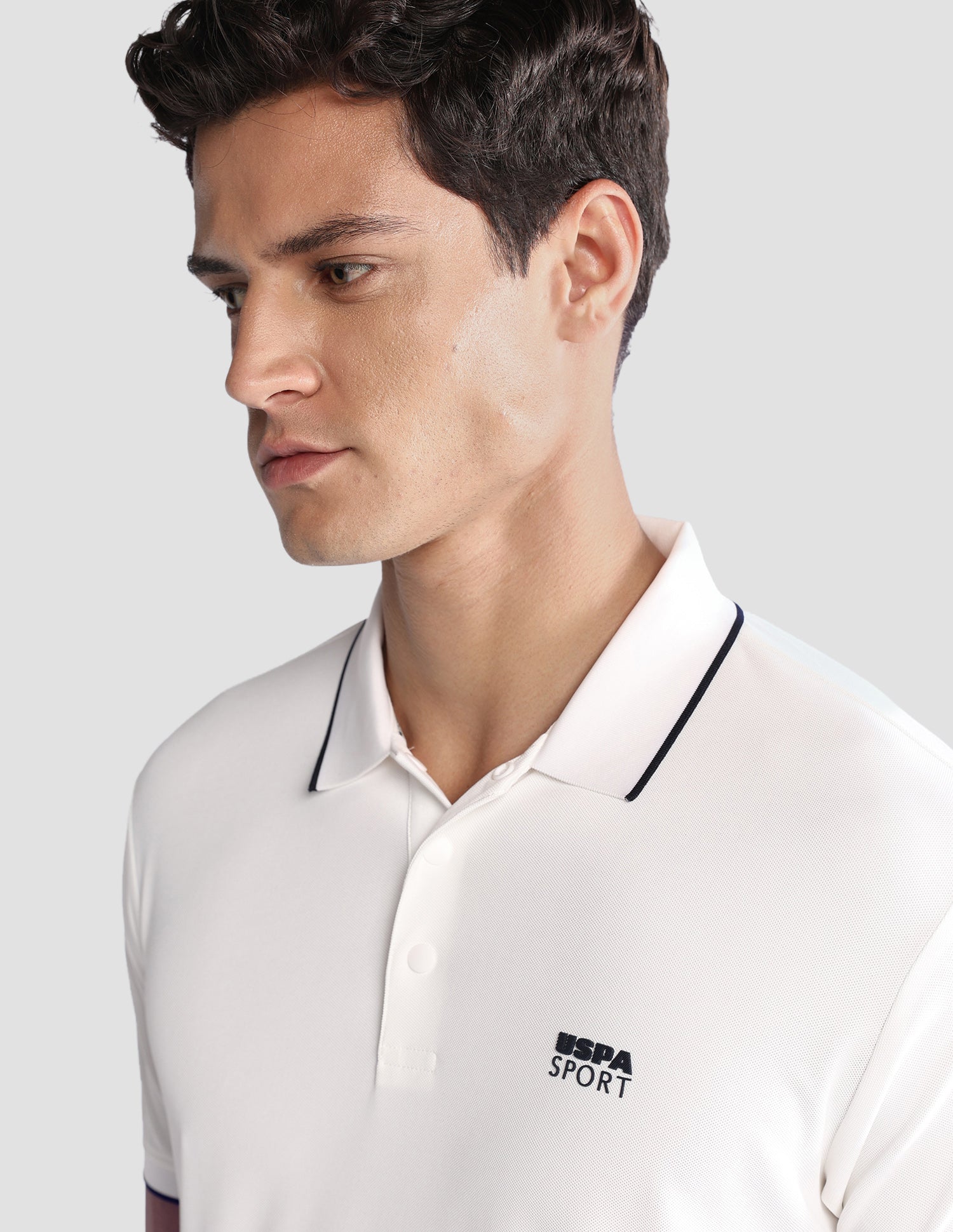 Solid Regular Fit Active Polo Shirt Off White - U.S. Polo Assn. India | Large