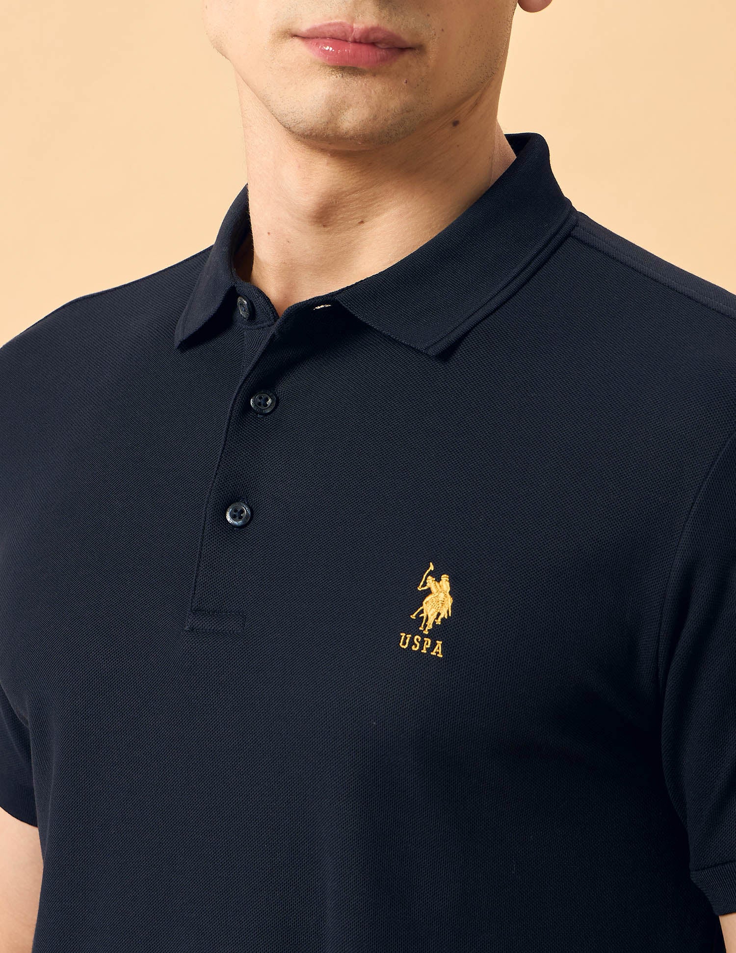 Pacho X Solid Cotton Polo Shirt Navy - U.S. POLO ASSN. | Large