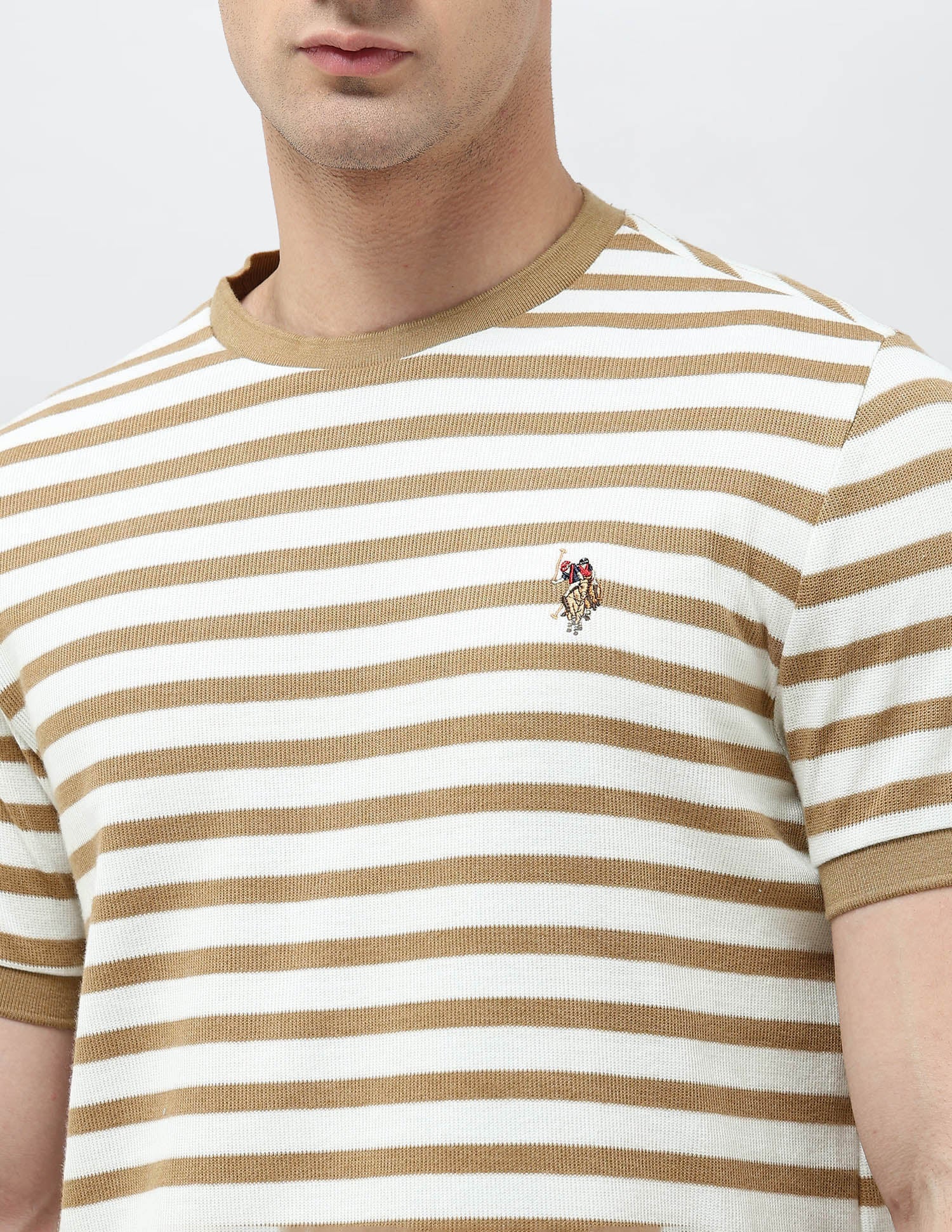 Horizontal Striped Denim Legacy T-Shirt Khaki - U.S. POLO ASSN. | Large