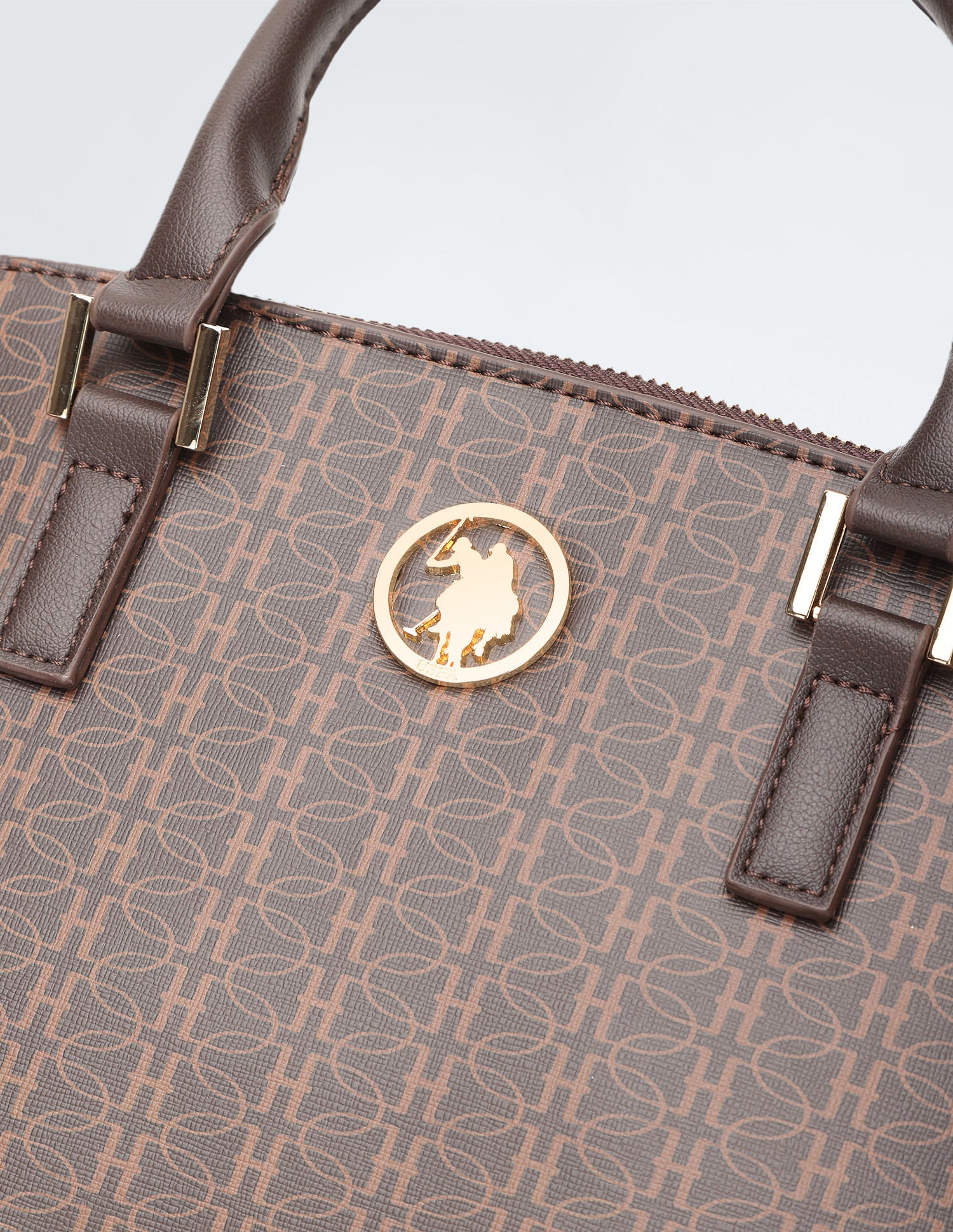 Geometric Print Structured Handbag Brown - U.S. POLO ASSN. | Large