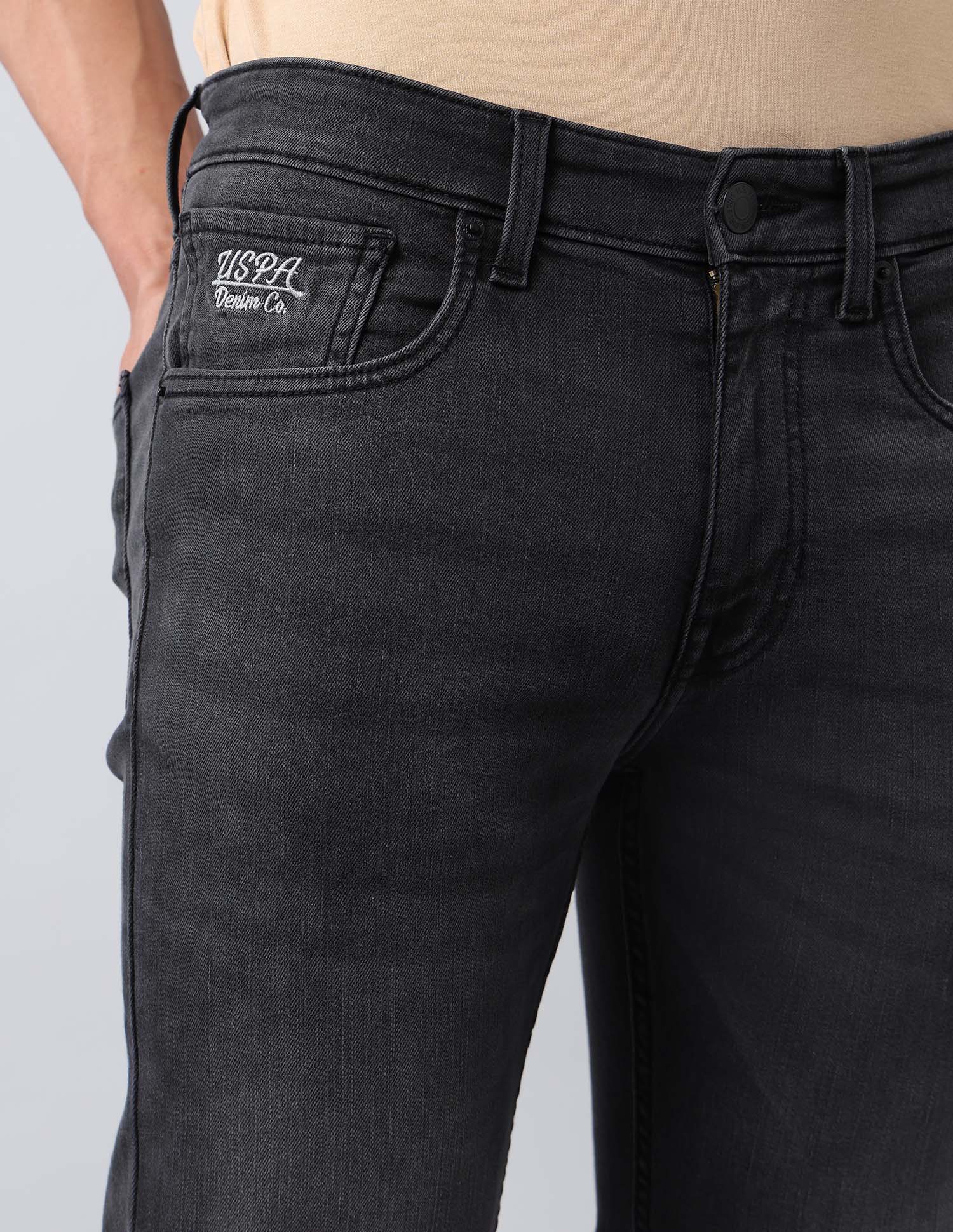 Regello Skinny Fit Black Jeans Dark Grey - U.S. Polo Assn. India | Large