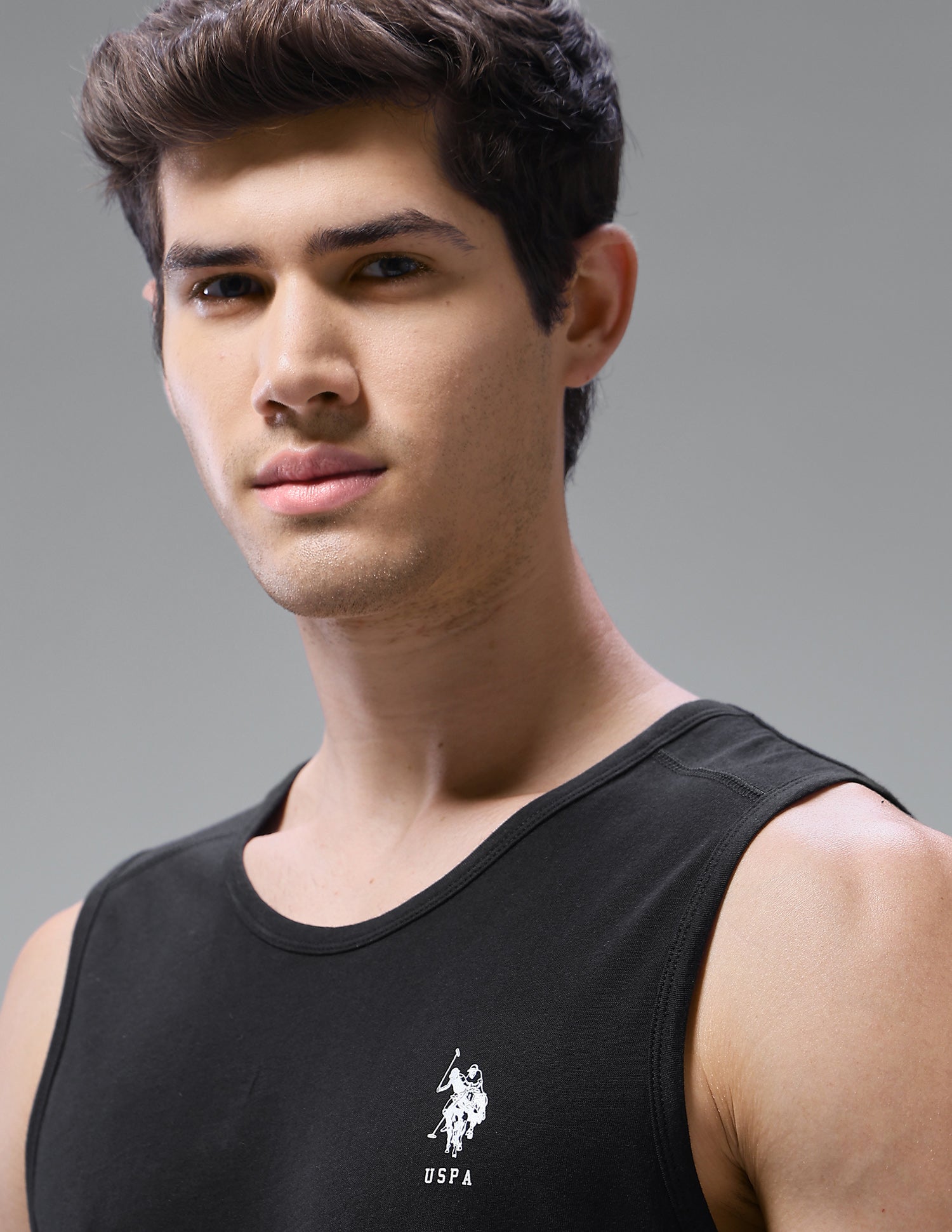 Antimicrobial Pure Cotton OEV11 Gym Vest - Pack Of 1 Black - U.S. Polo Assn. India | Large