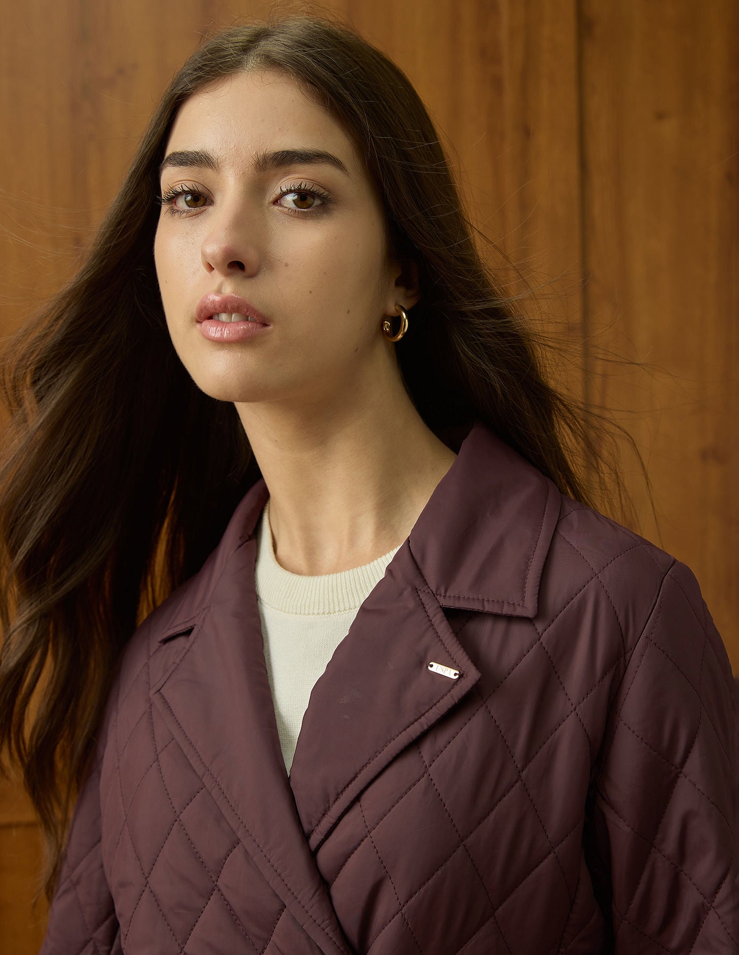 Longline Quilted Jacket Wine - U.S. POLO ASSN. | Large