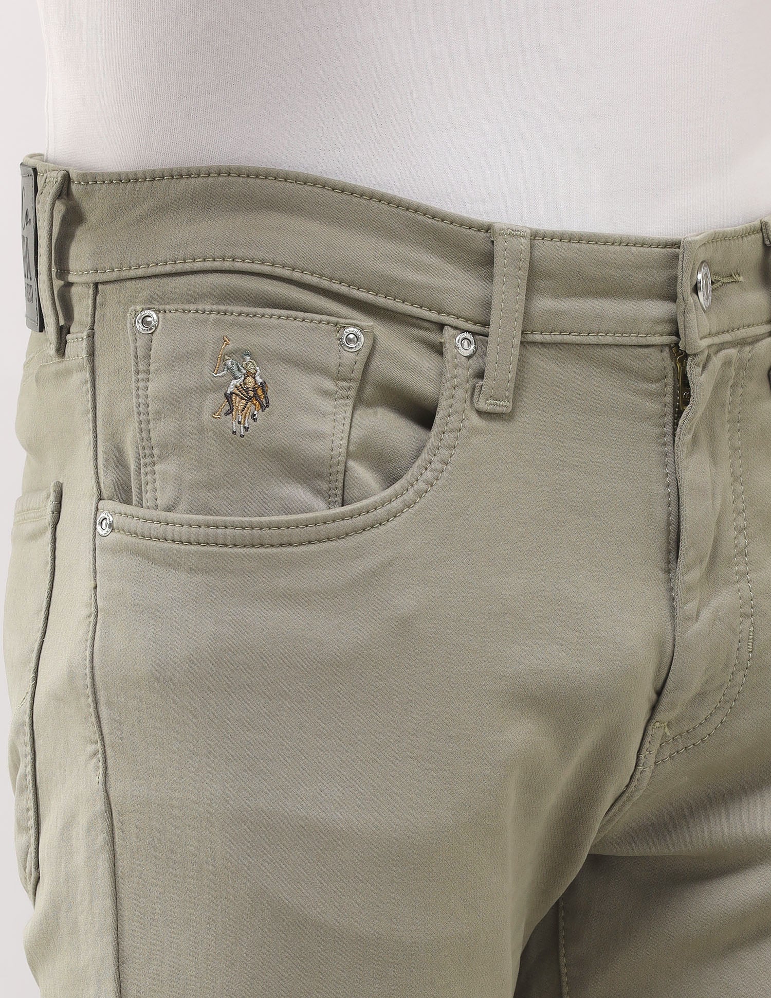 Harold Slim Straight Fit Green Jeans Olive - U.S. Polo Assn. India | Large