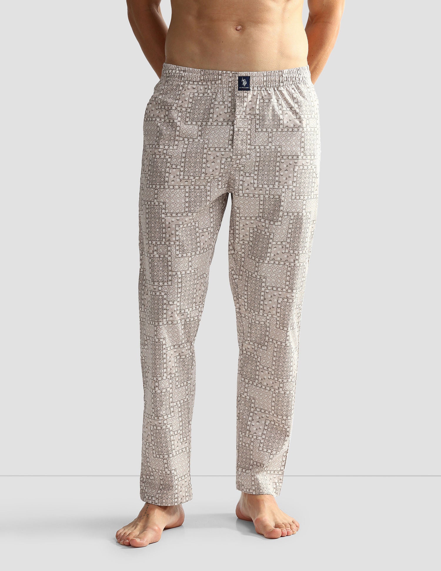 Mid Rise Printed OELP7 Lounge Track Pants - Pack Of 1 Mushroom - U.S. POLO ASSN. | Large