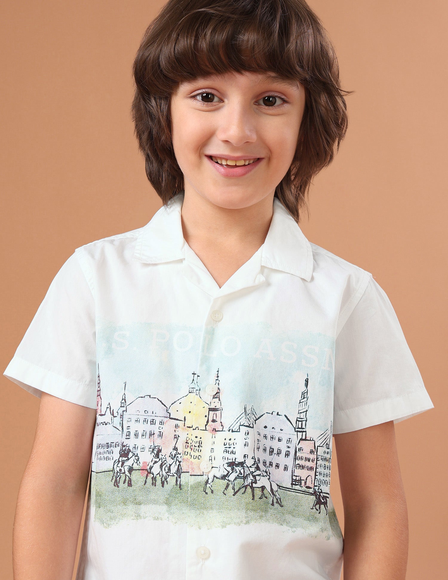 Graphic Brand Printed Regular Fit Shirt White - U.S. Polo Assn. India | Large