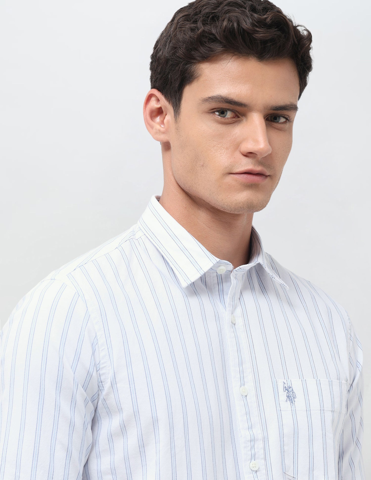 Vertical Striped Oxford Shirt Blue - U.S. Polo Assn. India | Large
