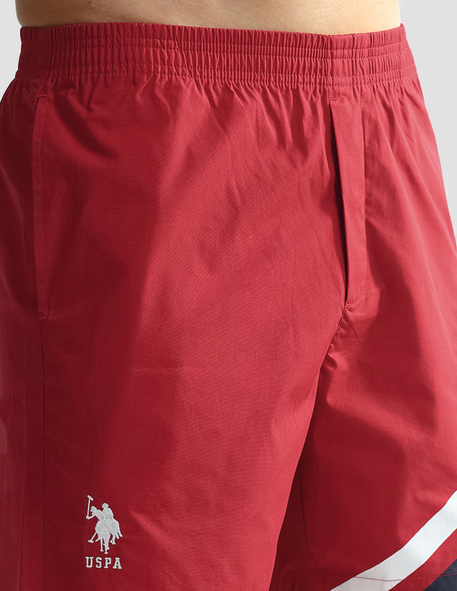 Mid Rise Solid OEX06 Shorts - Pack Of 1 Red Paneled - U.S. POLO ASSN. | Large