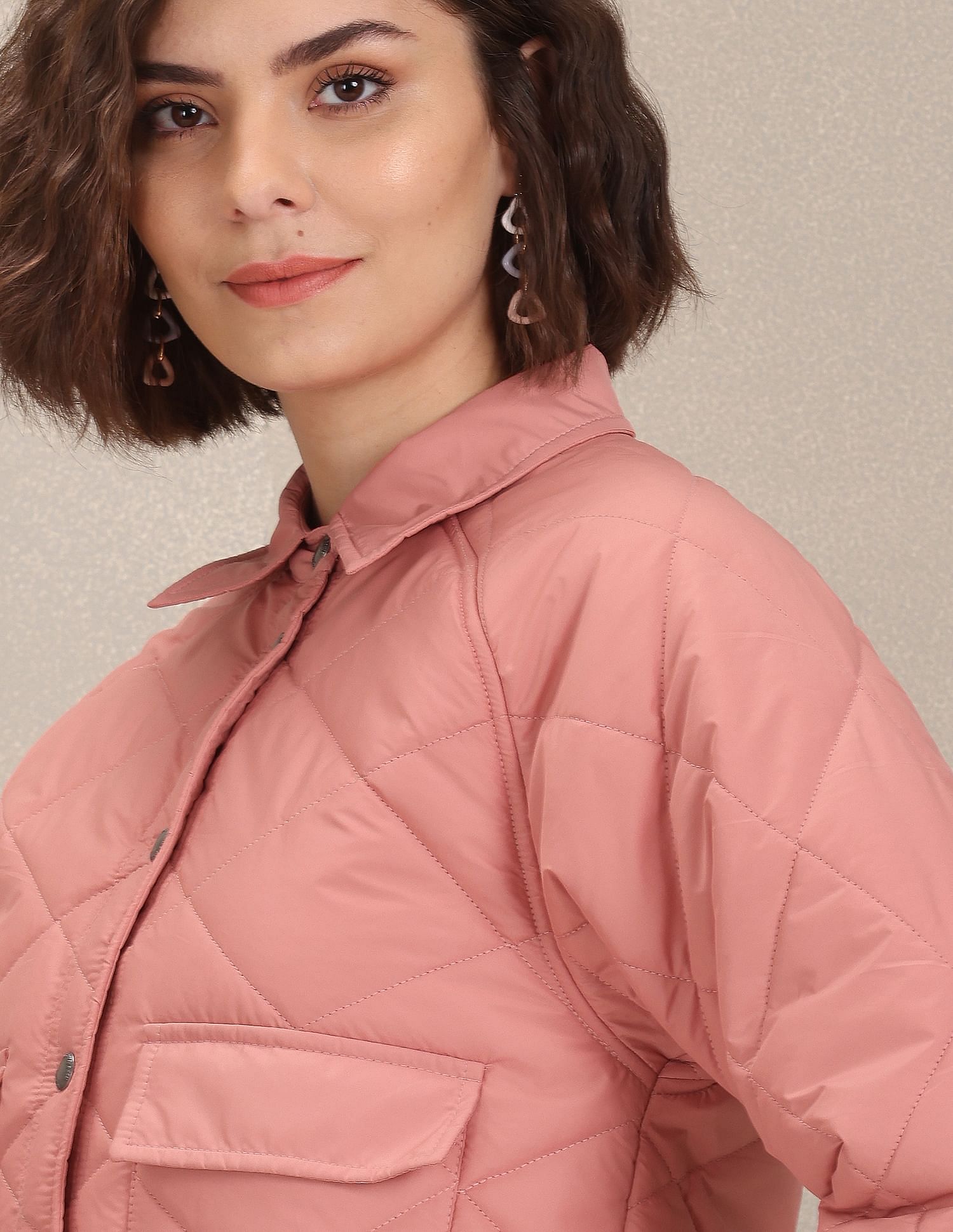 Spread Collar Solid Quilted Jacket Pink - U.S. POLO ASSN. | Large