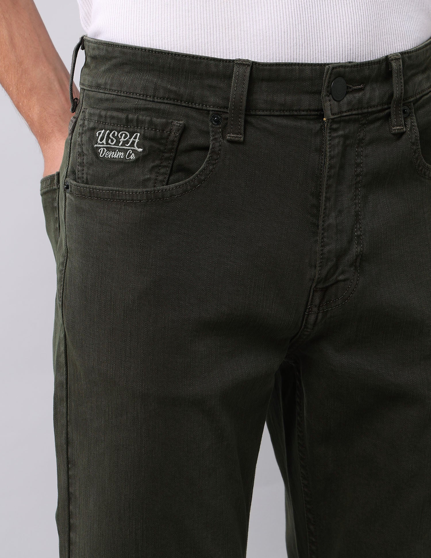 Harold Slim Straight Fit Green Jeans Olive - U.S. POLO ASSN. | Large