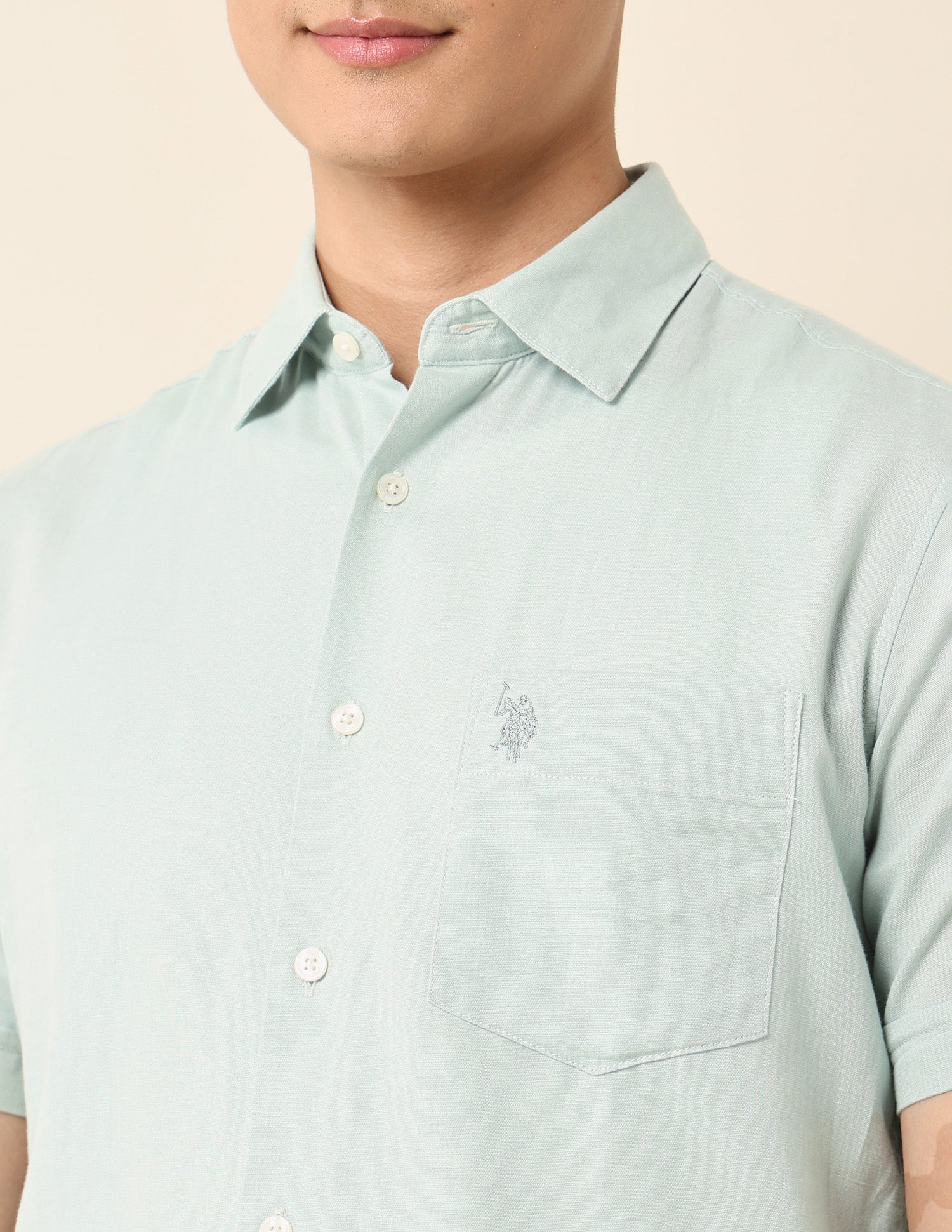 Solid Tailored Fit Shirt Green - U.S. Polo Assn. India | Large