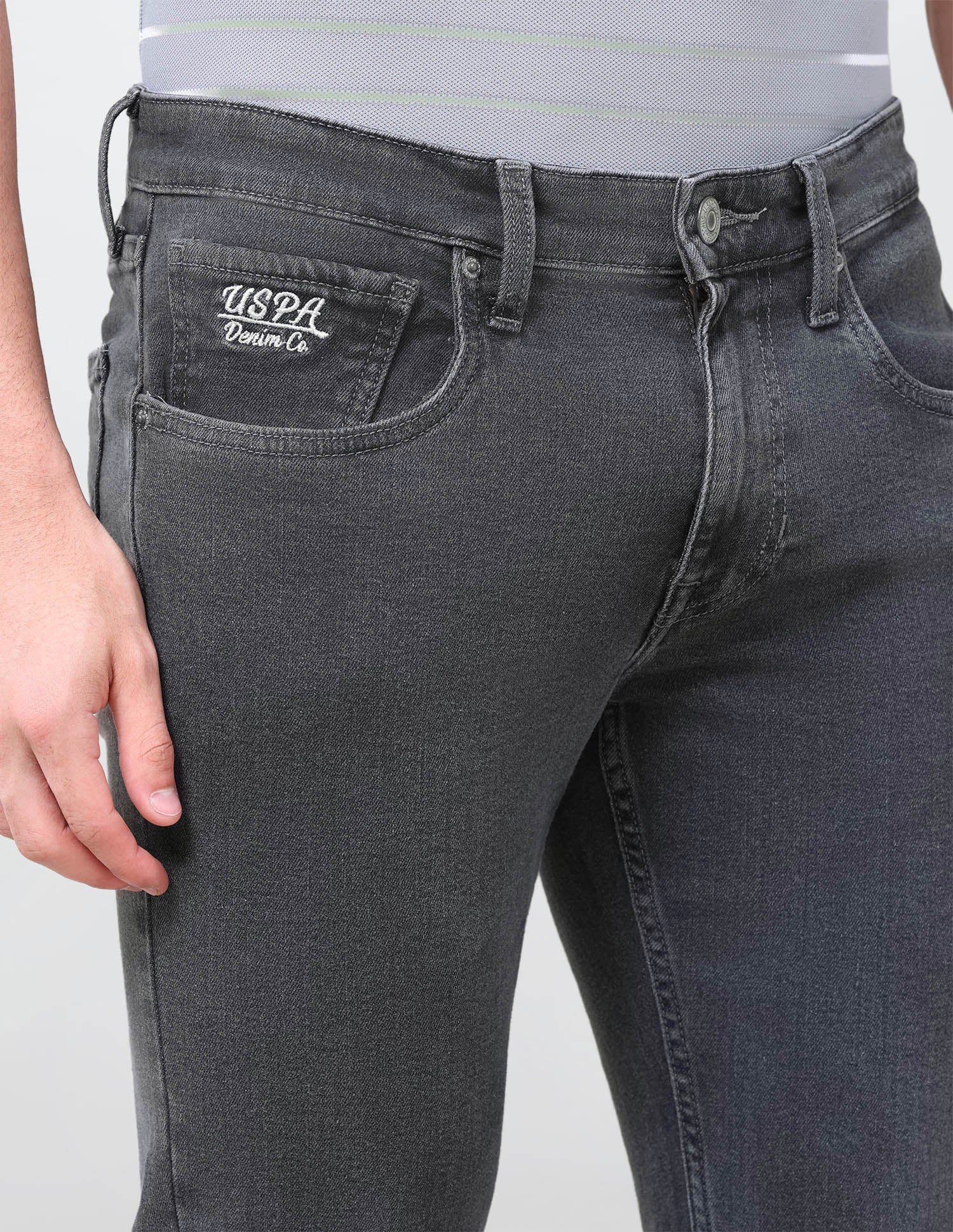 Brandon Slim-Tapered Fit Grey Jeans Grey - U.S. Polo Assn. India | Large
