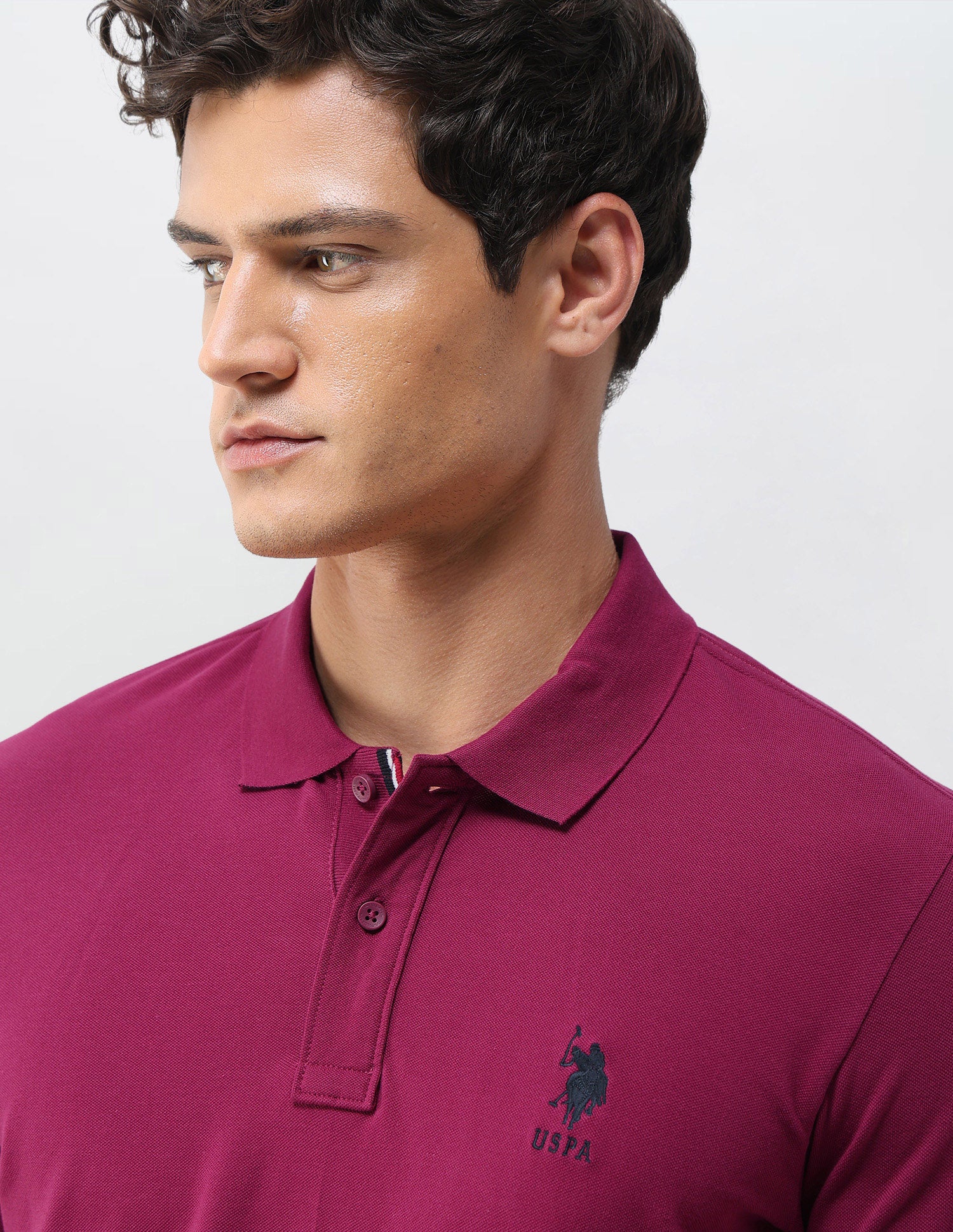Solid Slim Fit Polo Shirt Dark Pink - U.S. Polo Assn. India | Large