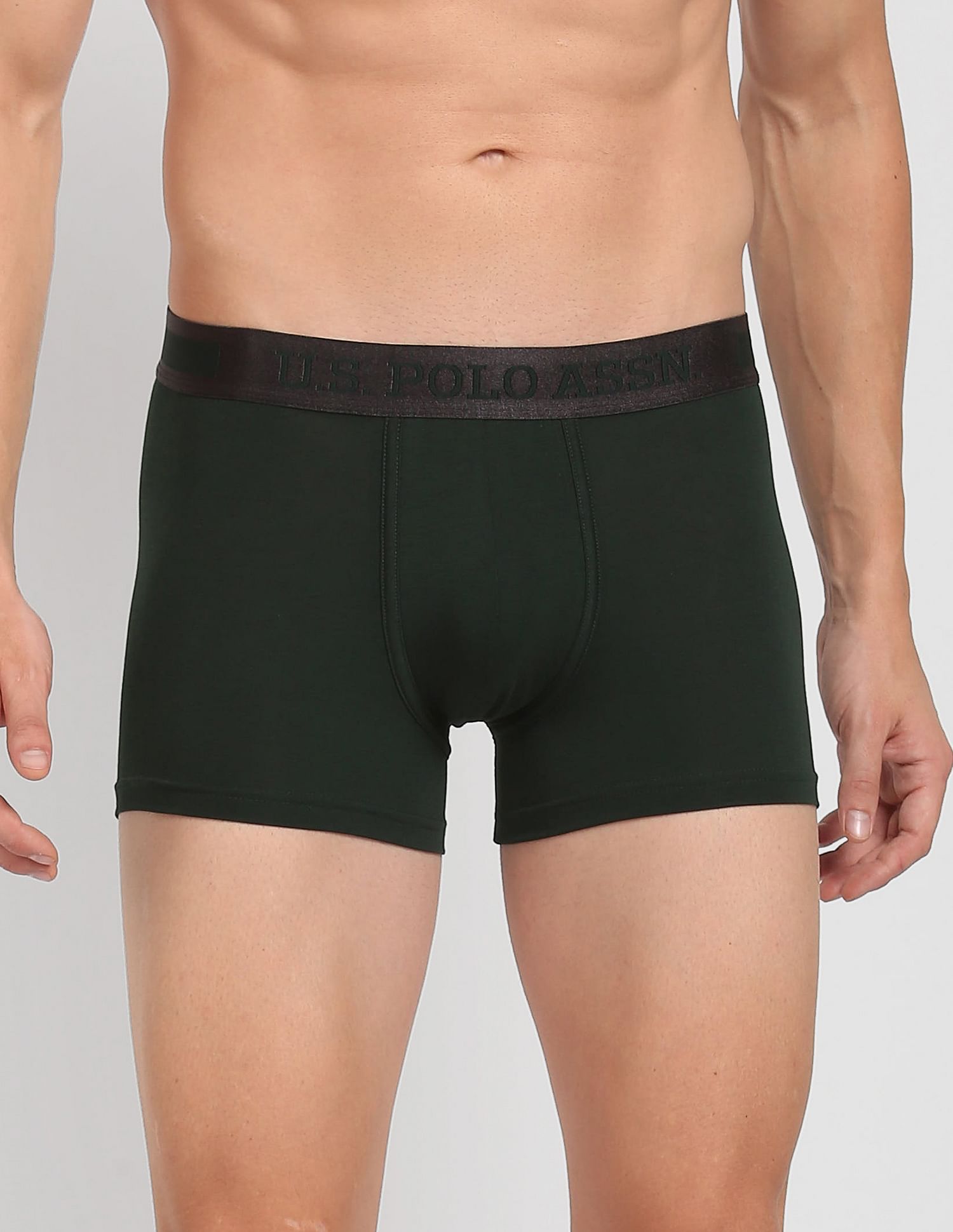 Mid Rise Solid PT001 Premium Trunks - Pack Of 1 Scarab - U.S. POLO ASSN. | Large