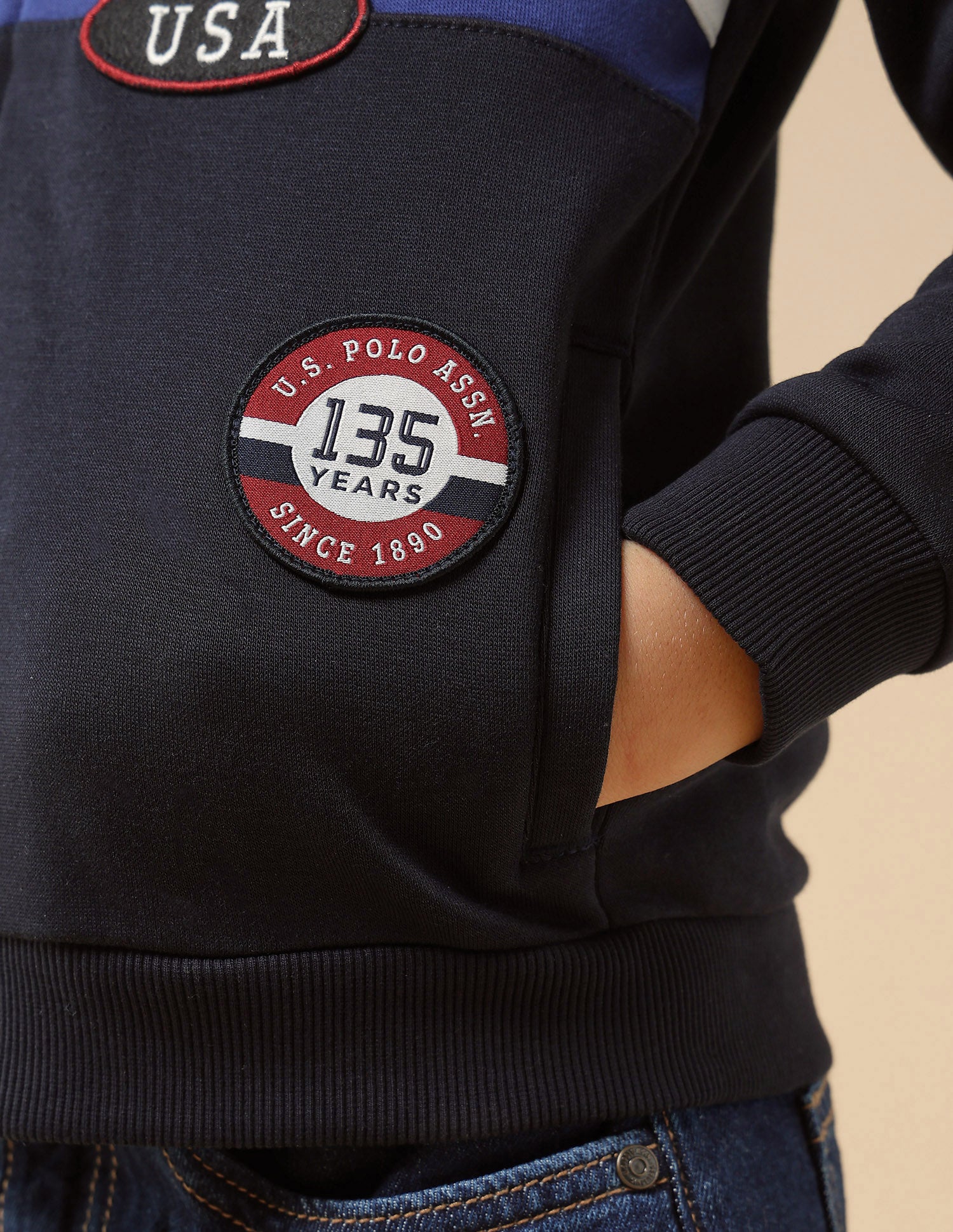 Boys Brand Appliqued Regular Fit Sweatshirt Navy - U.S. POLO ASSN. | Large