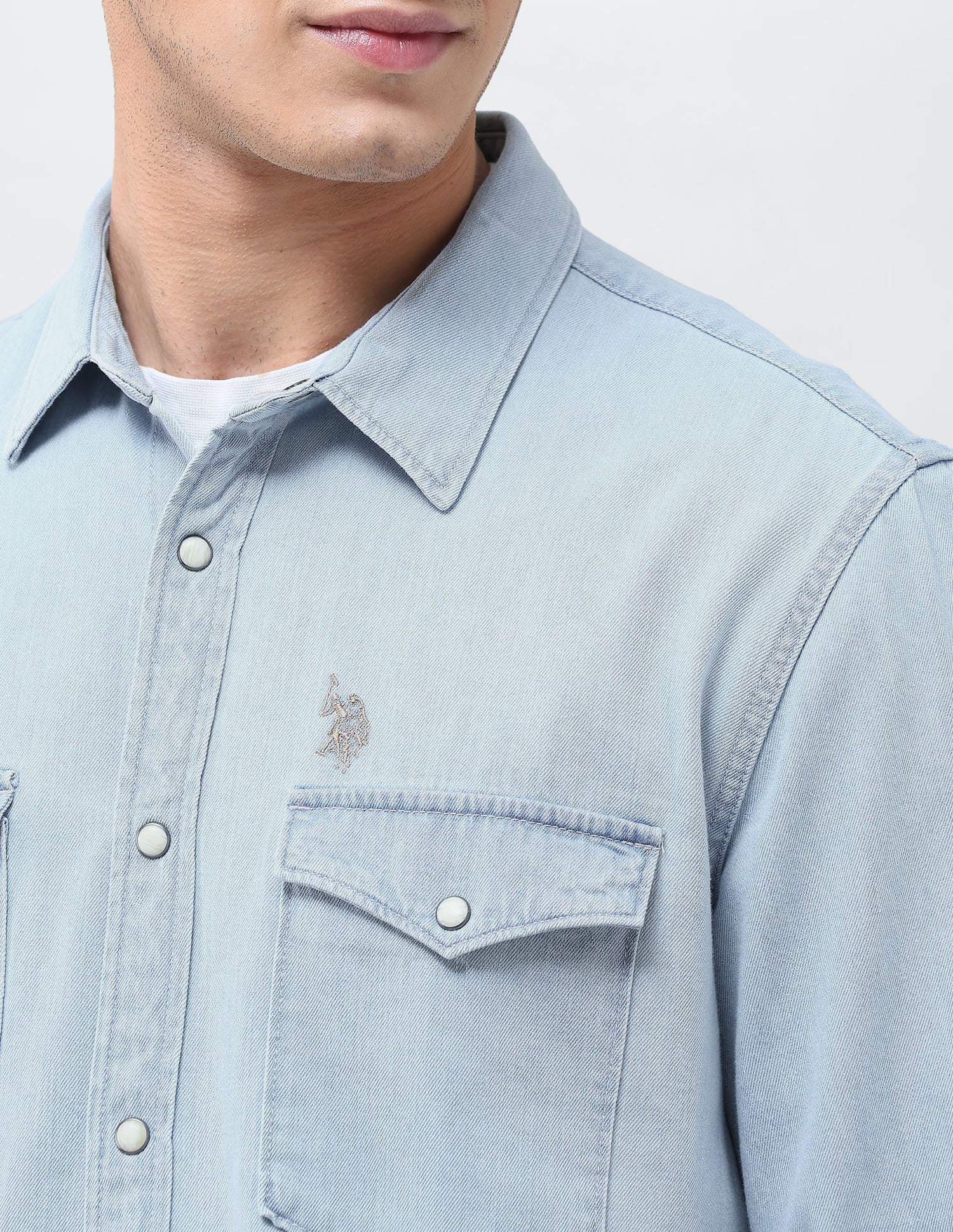 Solid Regular Fit Shirt Blue - U.S. Polo Assn. India | Large