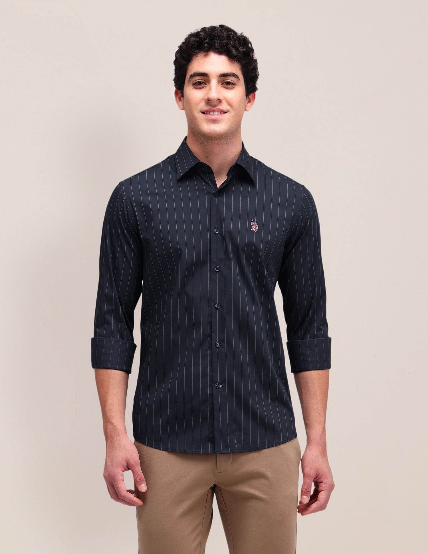 Vertical Striped Regular Fit Shirt Navy - U.S. Polo Assn. India | Large
