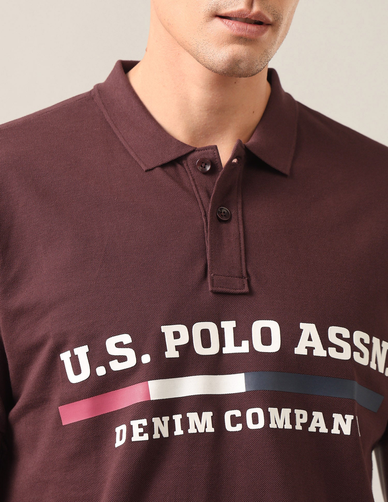 Brand Embossed Slim Fit Polo Shirt Maroon - U.S. Polo Assn. India | Large