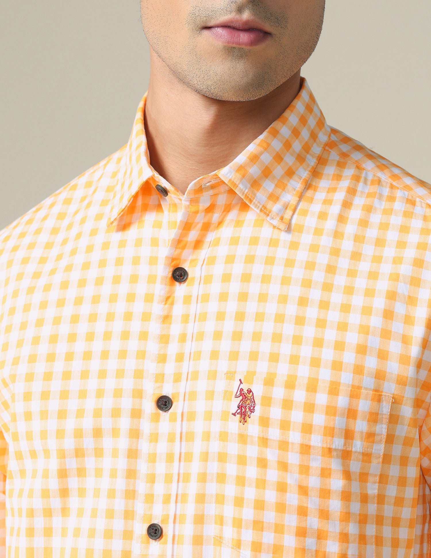 Gingham Twill Shirt Yellow - U.S. POLO ASSN. | Large