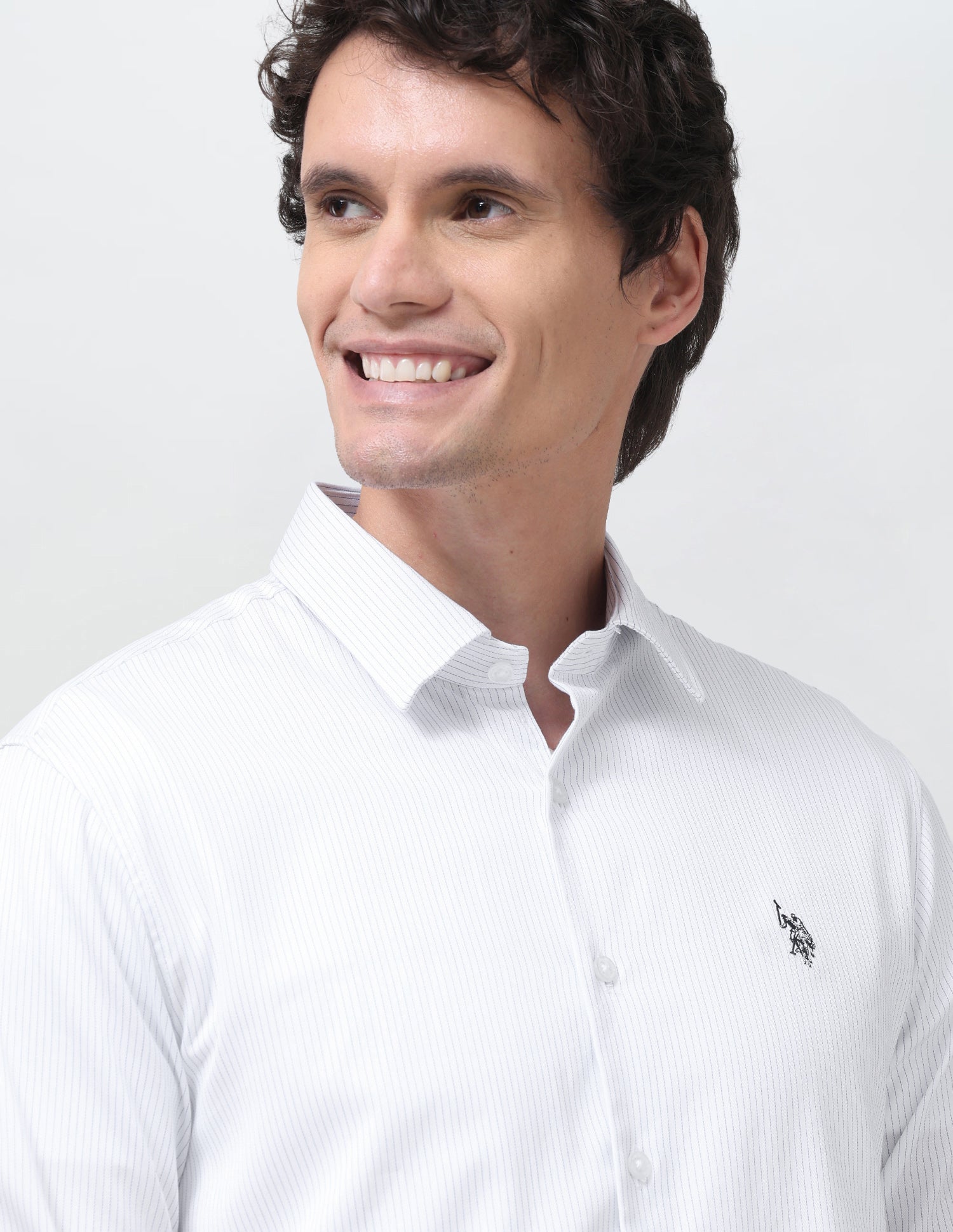 Pinstriped Regular Fit Shirt Blue - U.S. Polo Assn. India | Large