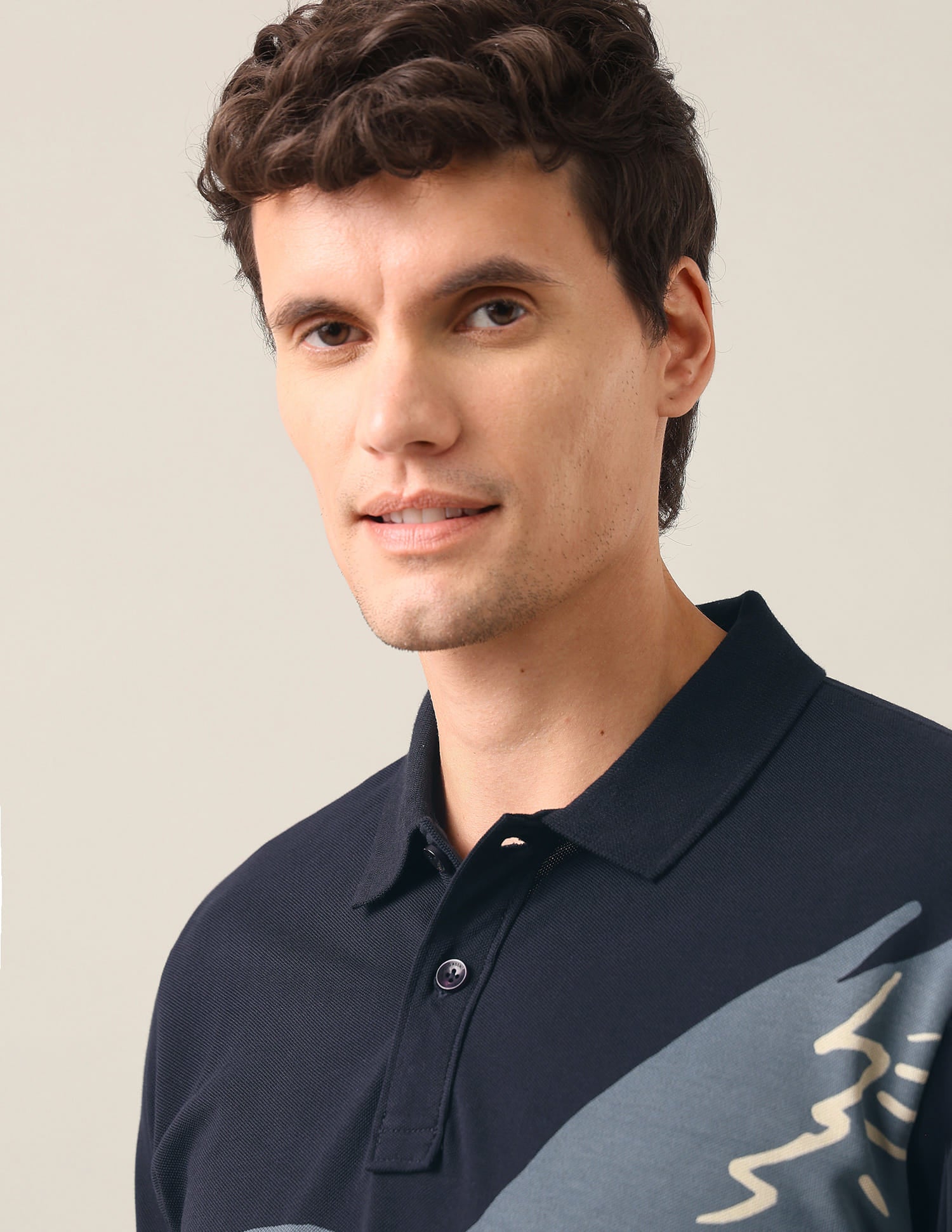 Graphic Printed Slim Fit Polo Shirt Blue - U.S. Polo Assn. India | Large